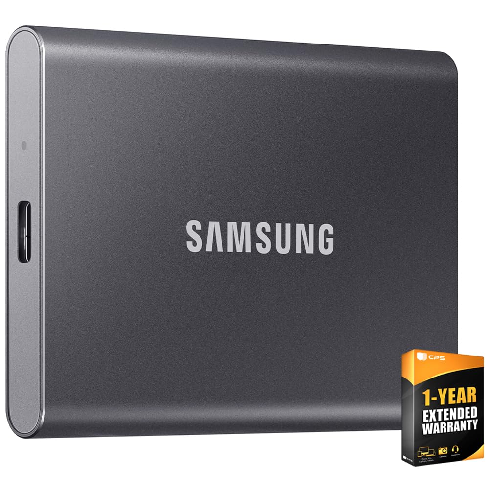 Samsung Portable Ssd T7, 4Tb External Solid State Drive, Speeds Up To 1,050Mb/S, Usb 3.2 Gen 2 Bundle With 1 Yr Cps Enhanced Pro