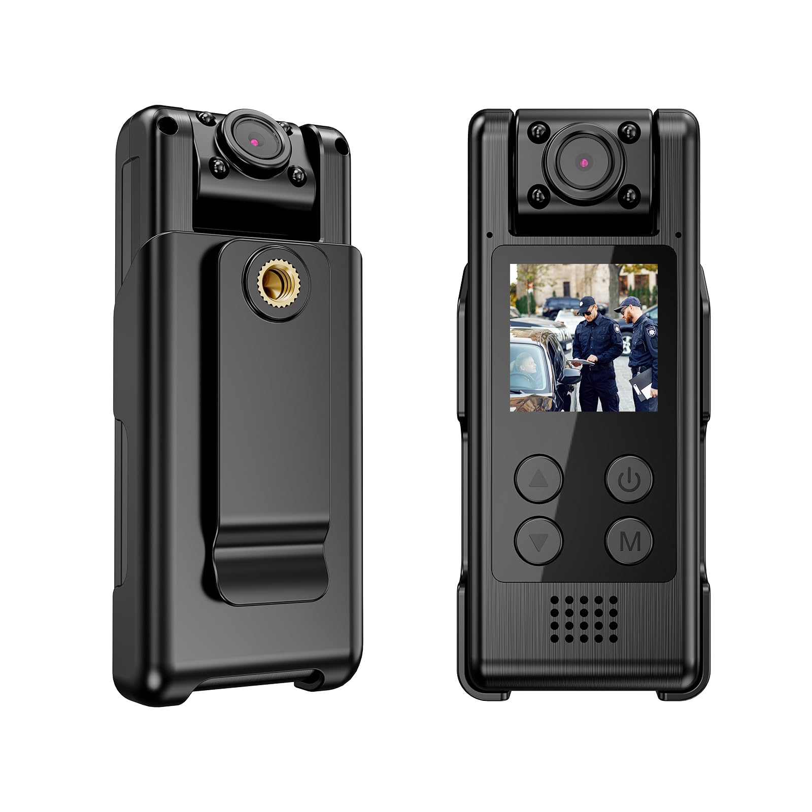 VIDCASTIVE 4K WiFi Body Camera with 64G Memory Card, Portable Body Worn Cam with 180 Rotatable Lens, Night Vision, 2000mAh Batte