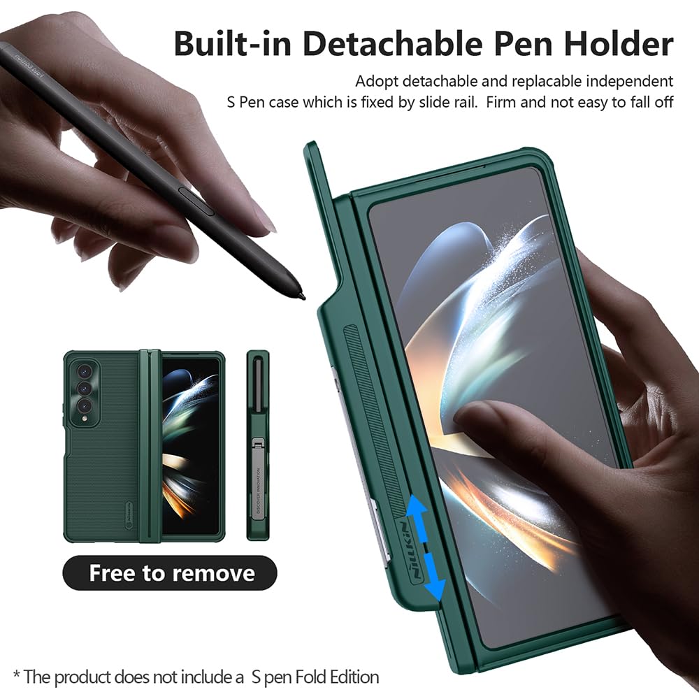 Nillkin Upgraded Case For Samsung Galaxy Z Fold 4 With S Pen Holder & Bump Texture Design [Creative Hinge Protection][Hidden Kic
