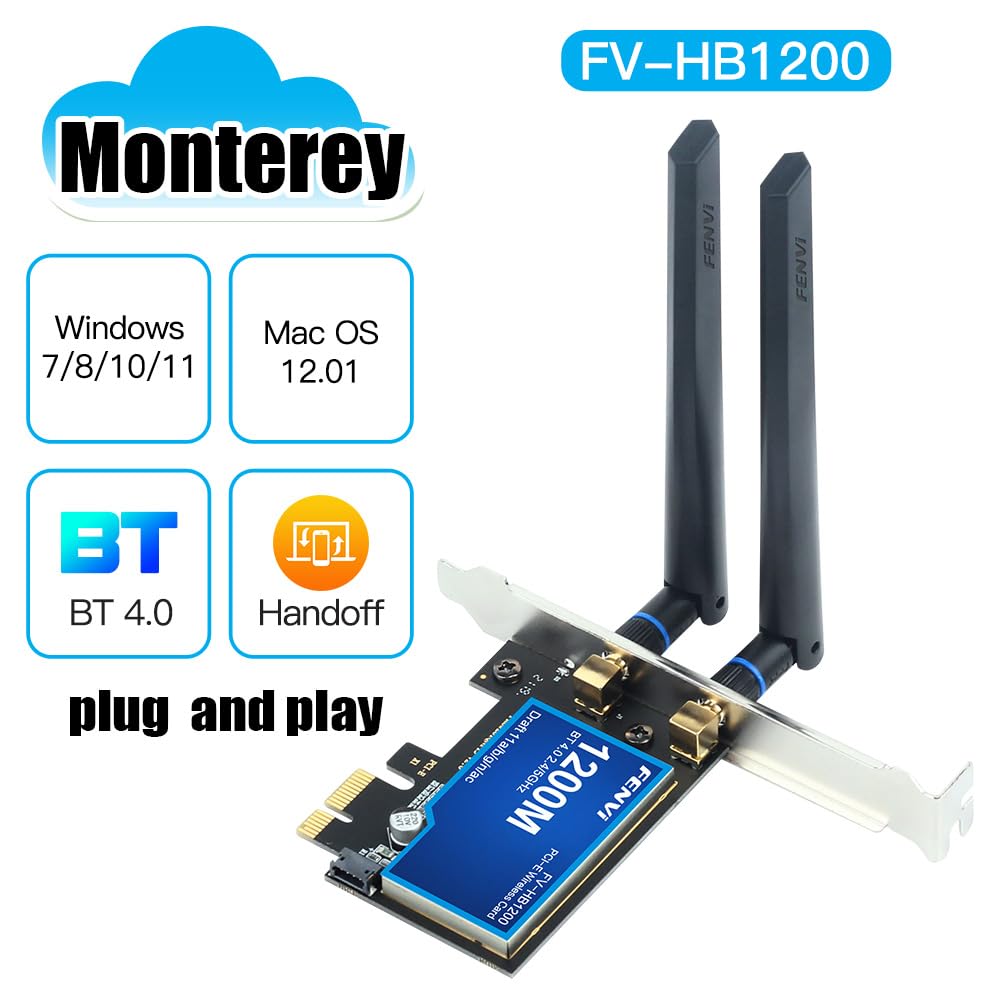 Pci E Wifi Card Bt4.0 For Macos Windows 7/8/10/11 802.11A/G/N/Ac Pci E Pci Network Adapter Mac Compatible Wi Fi Airdrop Handoff