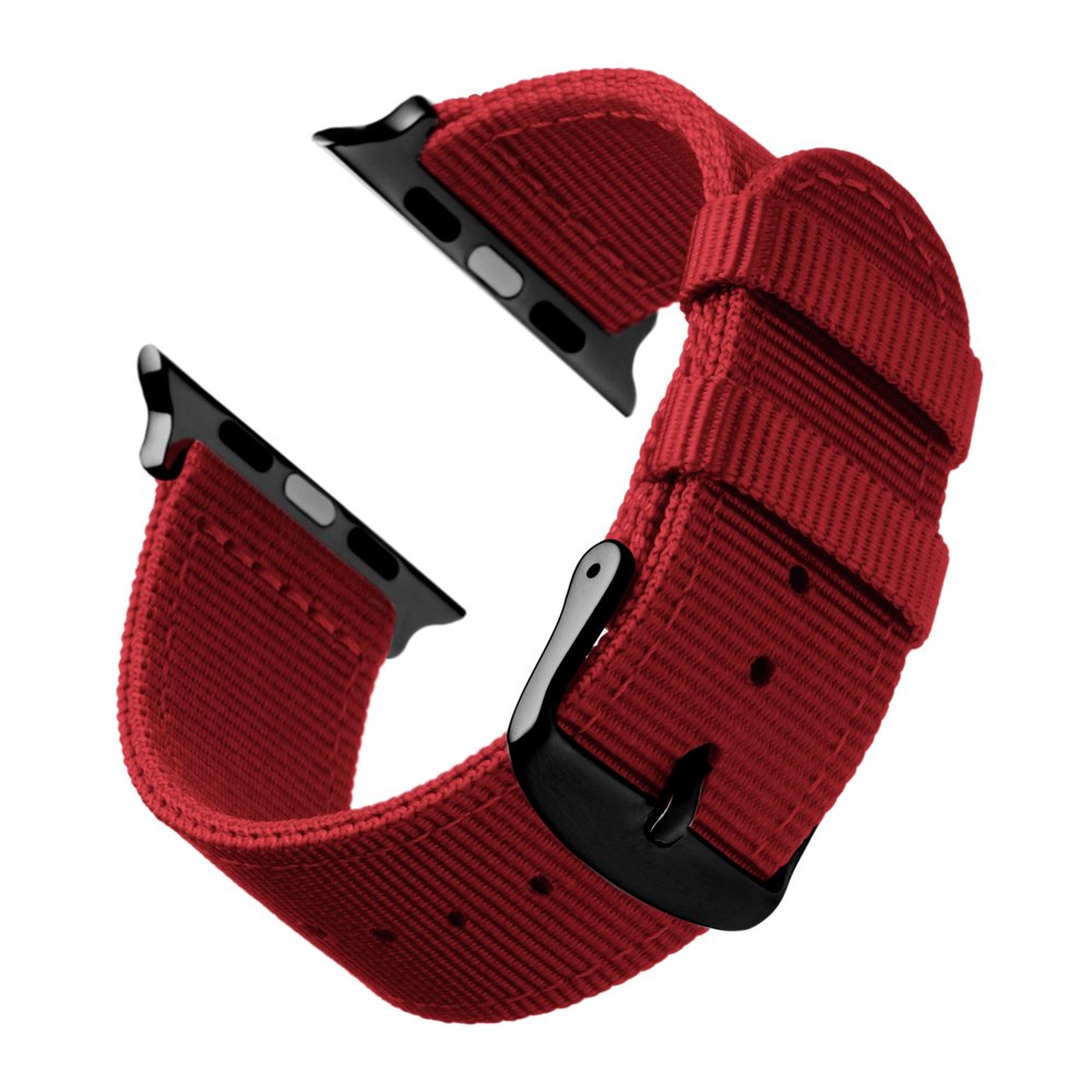 Archer Watch Straps - Premium Nylon Straps For Apple Watch (Red, Black, 44/45/46/49Mm)