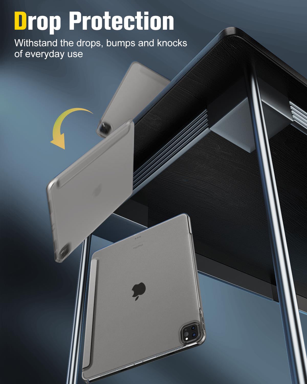 MoKo for iPad Air 13 Inch M2 Case 2024/ iPad Pro 12.9 Case (6th/5th Gen 2022/2021), Slim Smart Shell Translucent Frosted Hard PC Back Cover, Support Touch ID & Pencil Pro/2nd/USB C, Light Gray