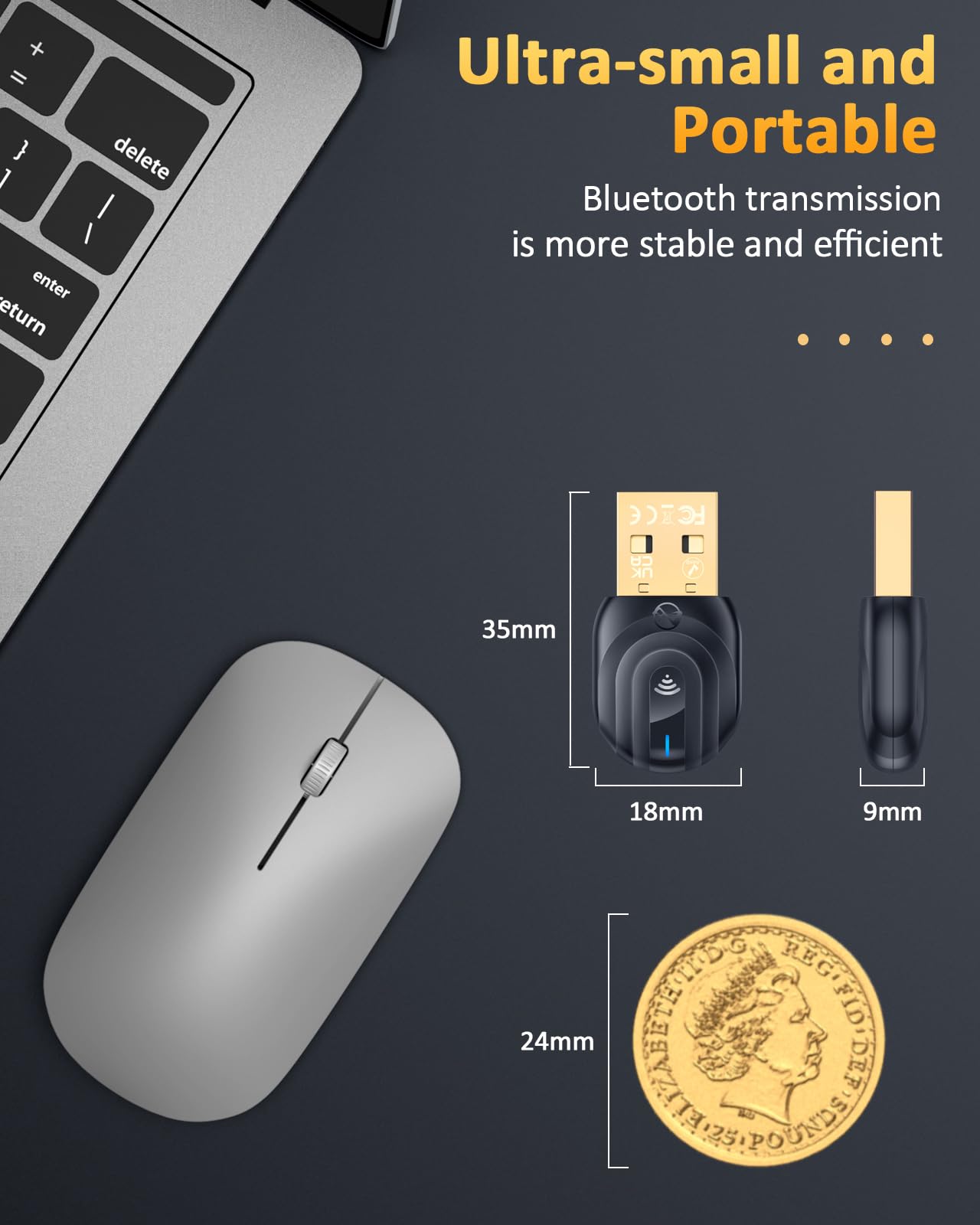 Zexmte 5.1 Usb Bluetooth Adapter For Pc, Bluetooth Dongle For Pc, 50M/164Ft Long Range Bluetooth Adapter Stable Signal, With Fpc
