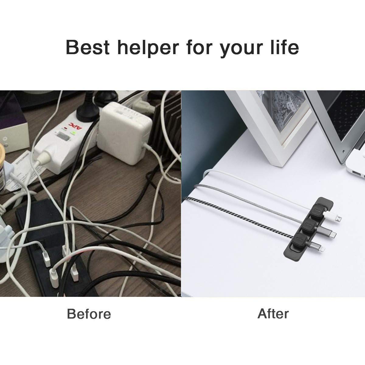 Yugoo Magnetic Cable Organizer, Magnetic Cable Clips, Cable Holder Clips Organizer, Desktop Cord Management For All Wires (2 Pac