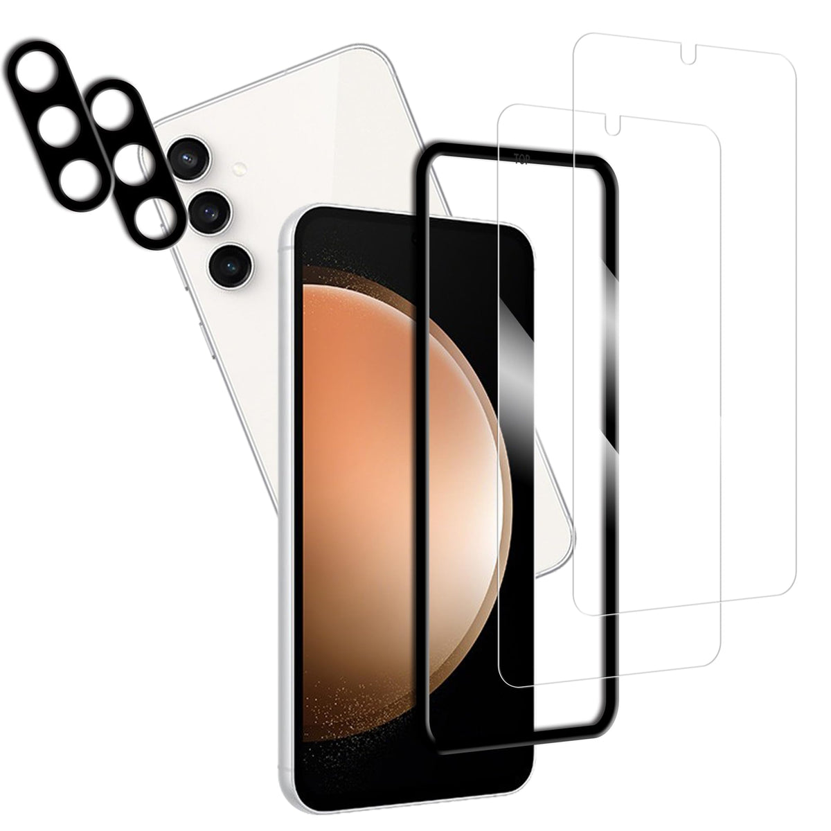 Hkkais Screen Protector For Samsung Galaxy S23 Fe 5G Tempered Glass 2 Pack Camera Lens Protector Film 2 Pack With Easy Alignment