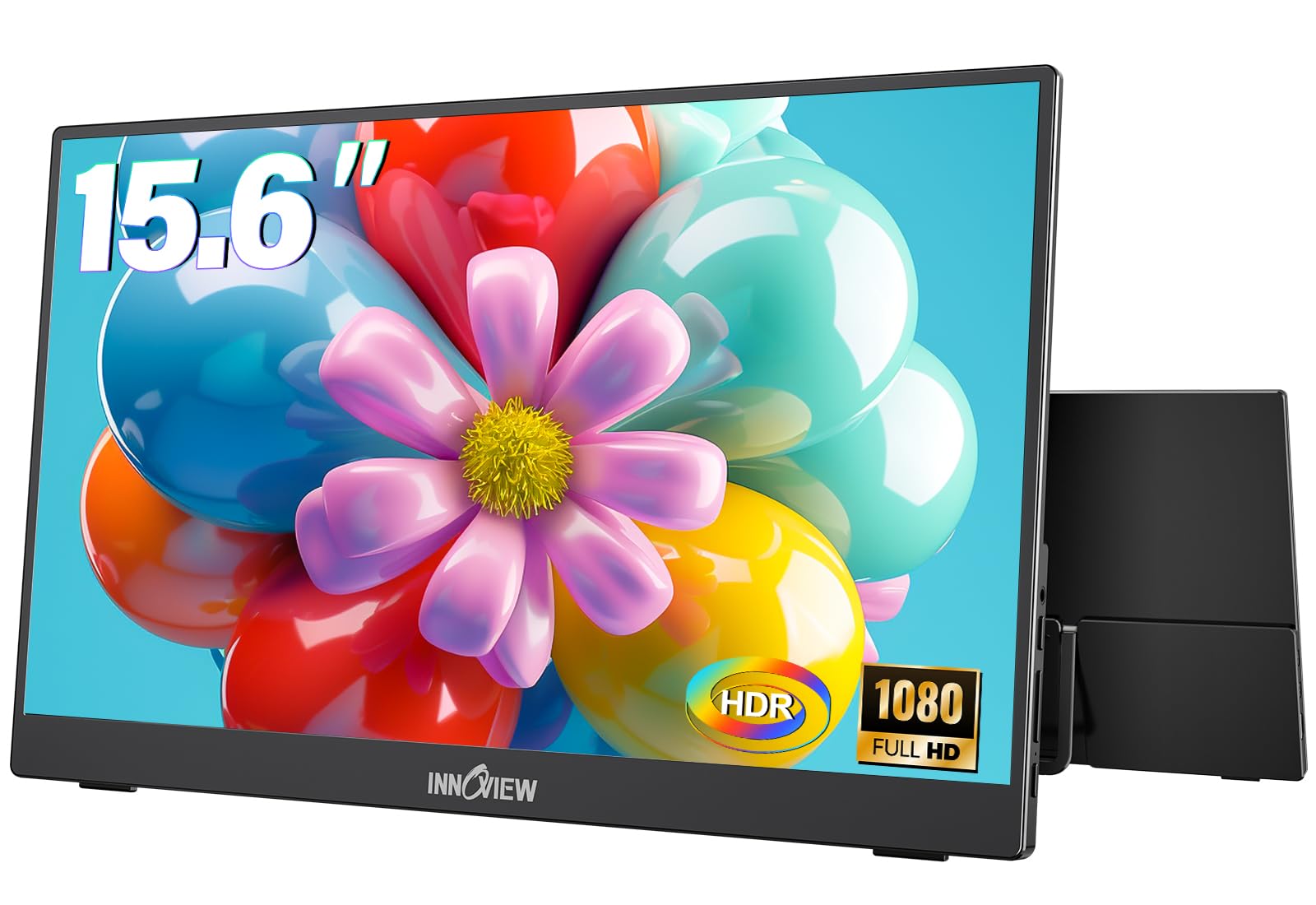 InnoView 15.6 Portable Monitor for Laptop Built-in 90??Adjustable Stand Without Bag FHD 1080P USB-C Travel Monitors HDR IPS Po