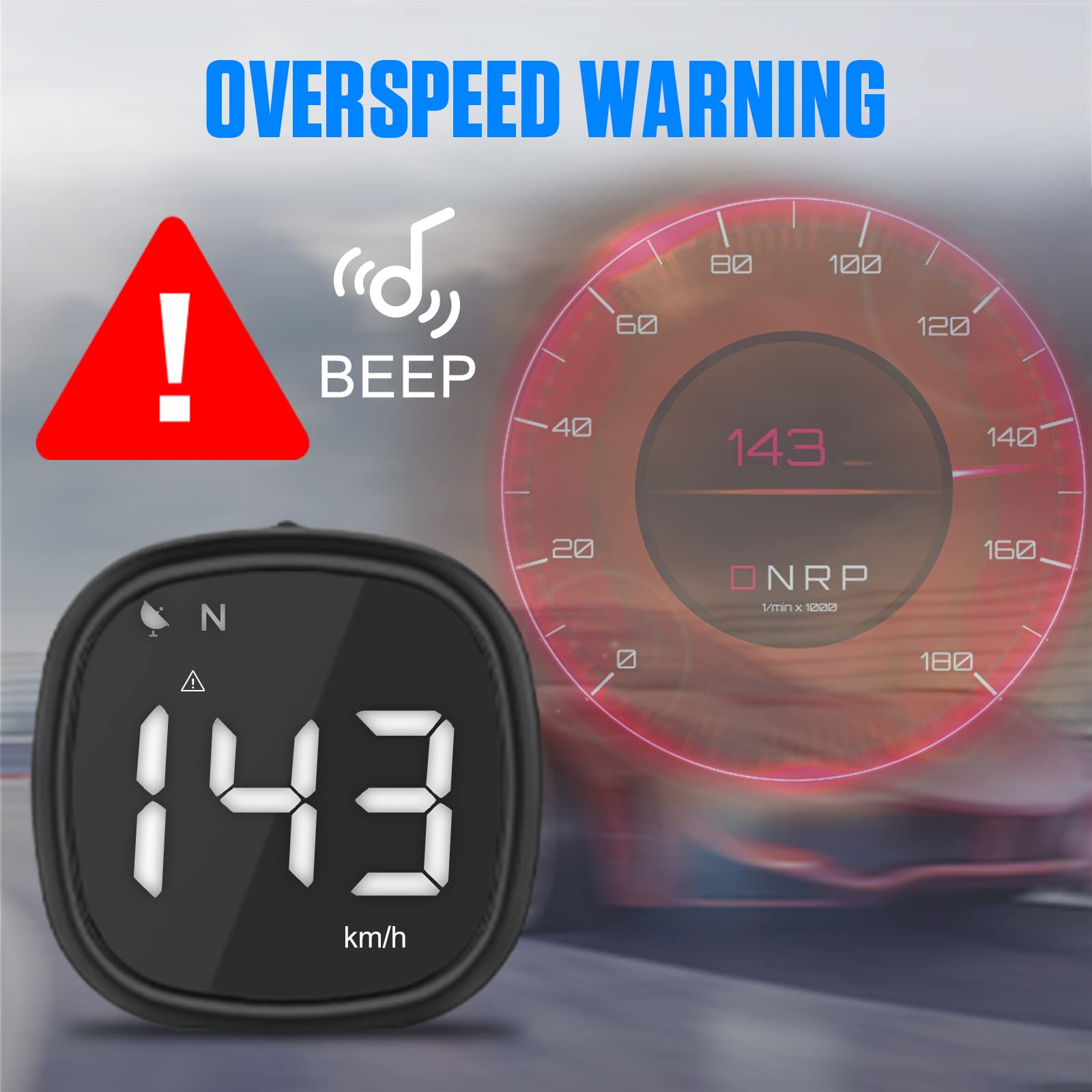 Autoand Car Gps Speedometer With Digital Hud Display, Off Road Real Time Speed Monitor With Overspeed And Fatigue Driving Remind