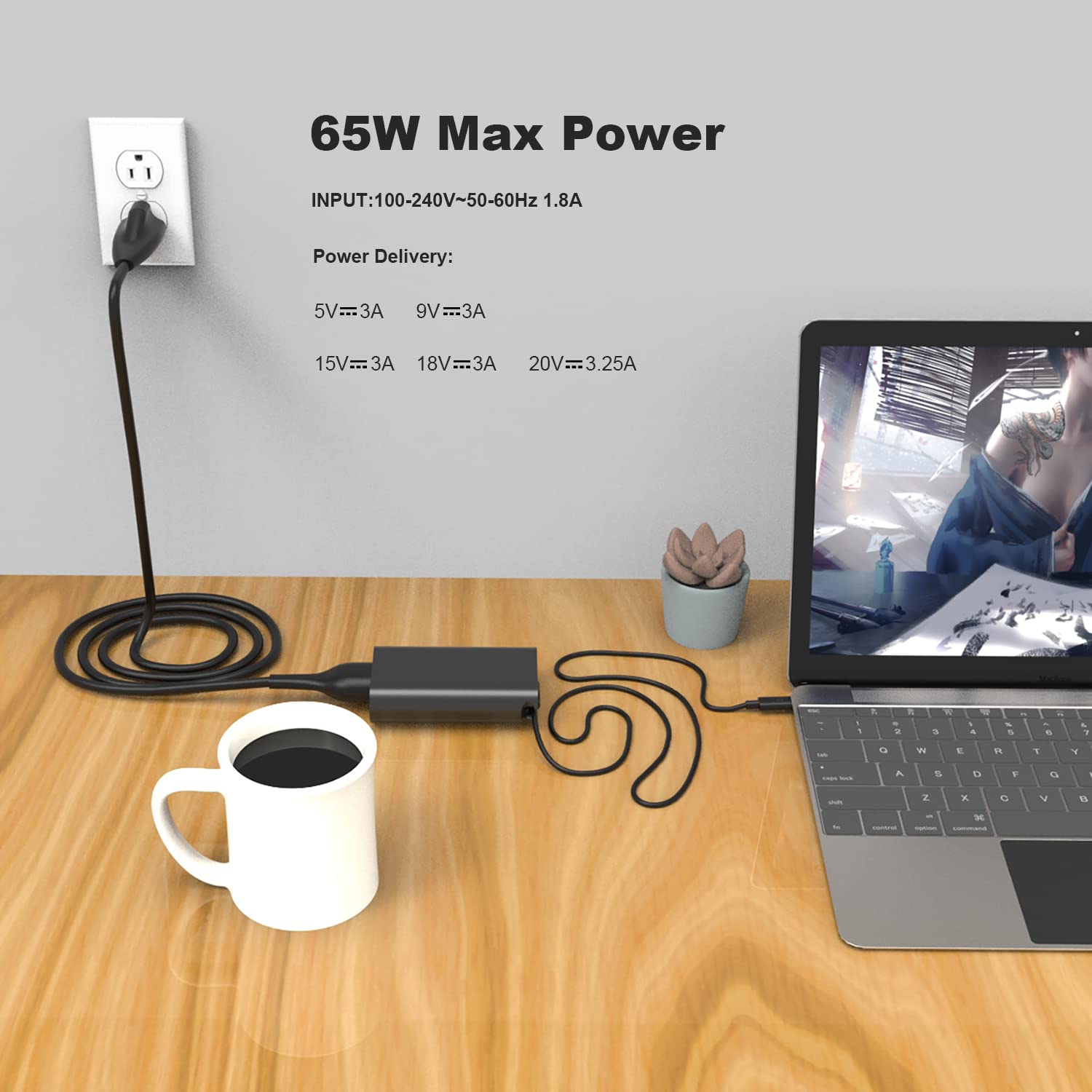 65W 45W Usb C Laptop Charger For Dell Latitude 7420 5420 5520 5430 5530 7330 7430 5540 5440 7440 5320 7320 9430 3450 3550 7410 2