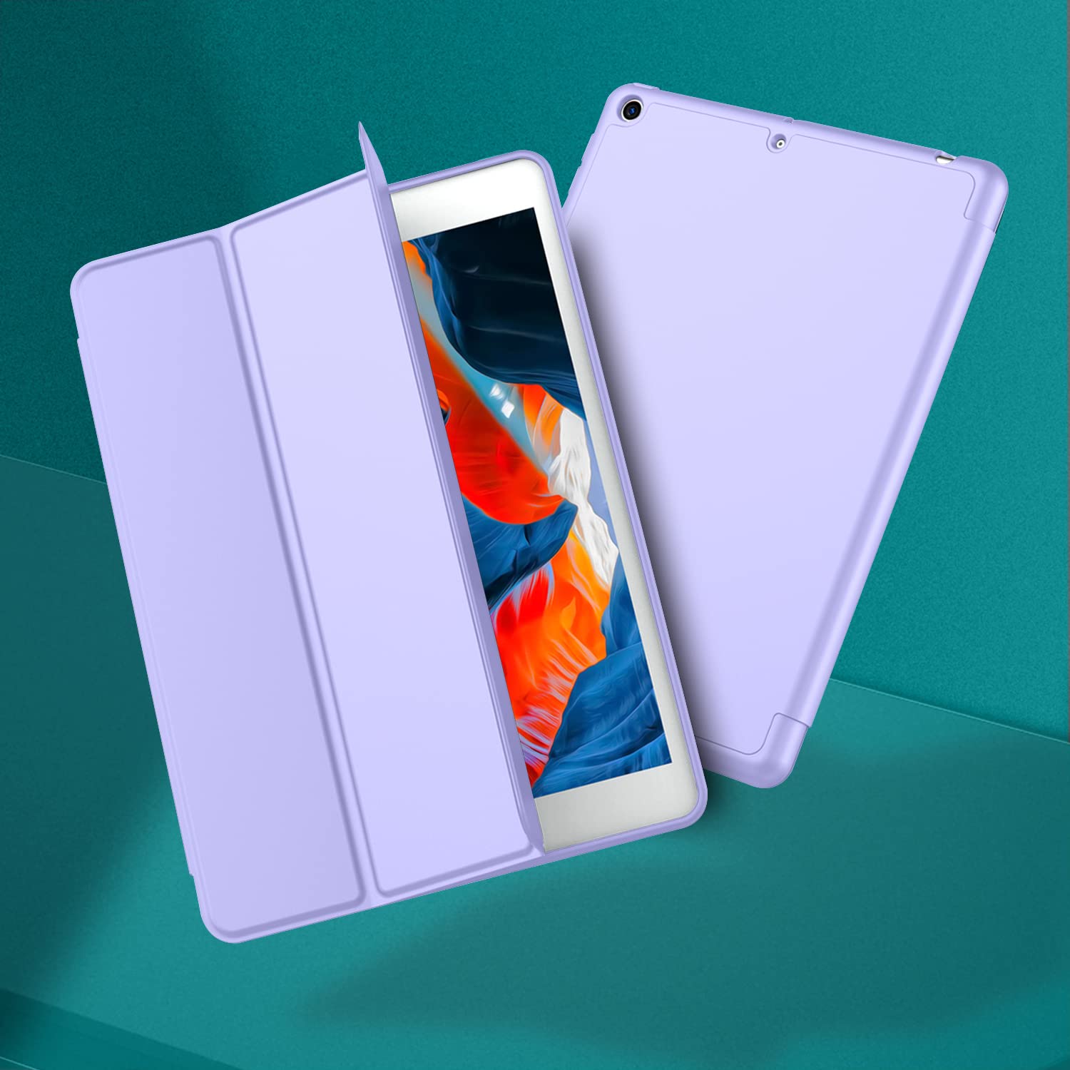 Imieet Ipad 9Th Generation Case 2021/Ipad 8Th Generation Case 2020 10.2 Inch With Pencil Holder, Ipad 7Th Gen 2019 Case With Soft Baby Skin Silicone Back, Auto Wake/Sleep Cover(Light Purple)