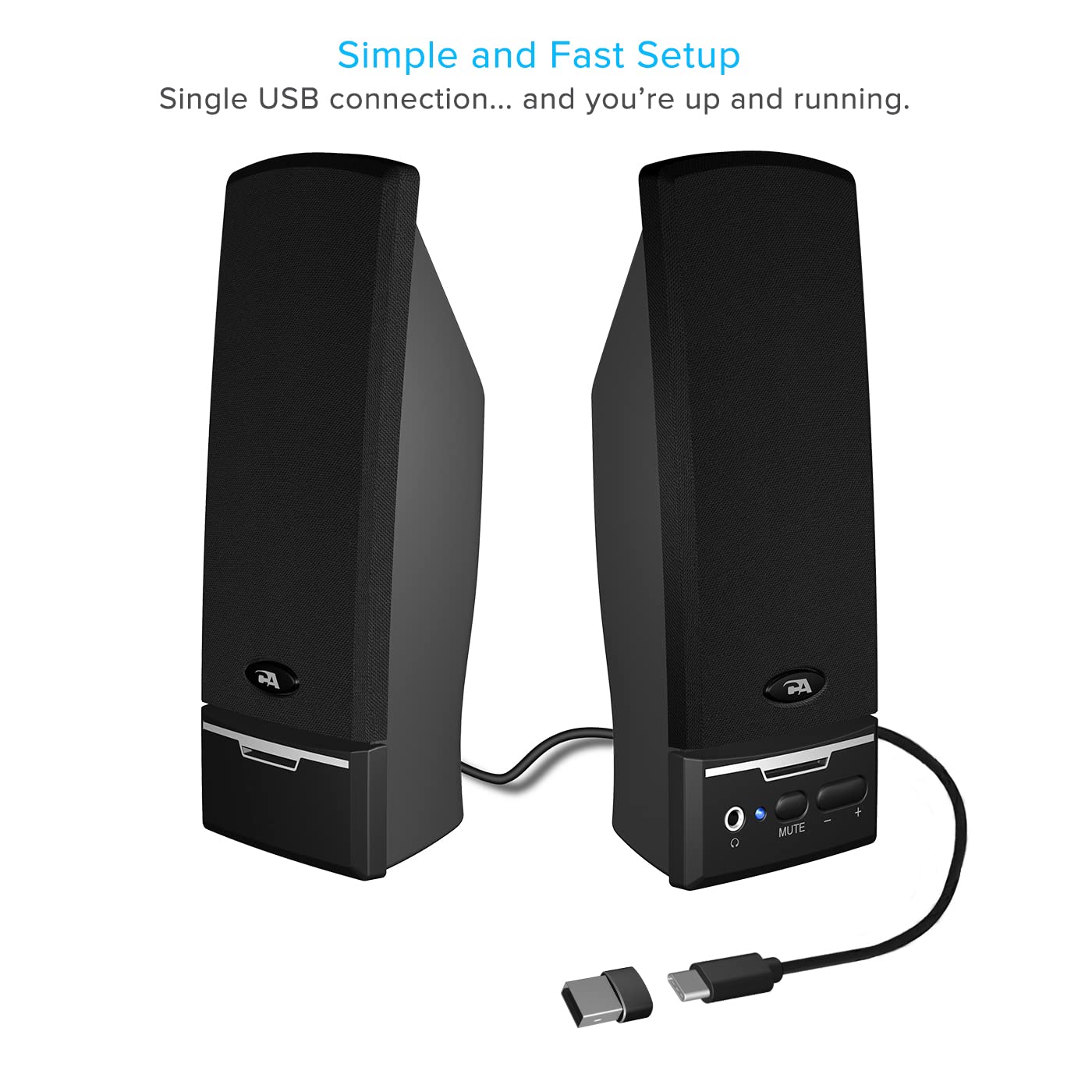 Cyber Acoustics Usb 2.0 Speaker (Ca 2014Usb)      Usb Powered 2.0 Desktop Computer Speakers, Usb C Or Usb A Compatible