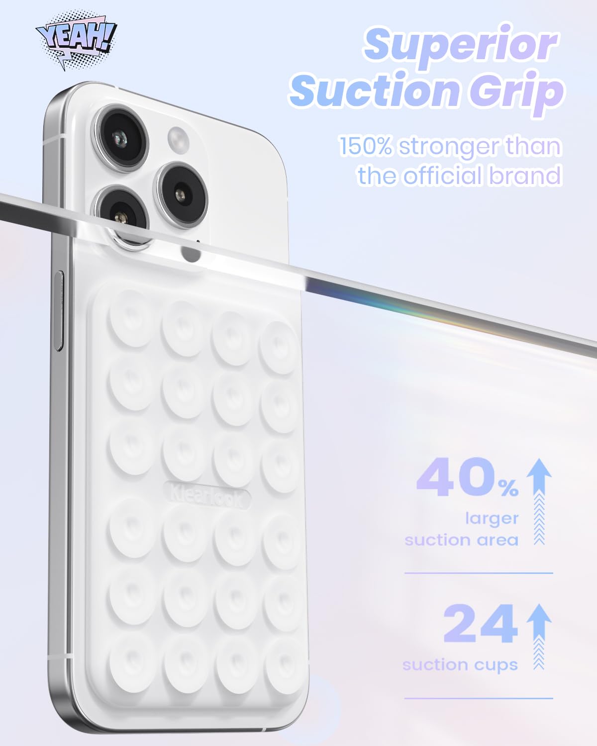 Klearlook Magnetic Cell Phone Stand Suction Phone Mount For Magsafe Case, Removable Silicone Sticky Phone Grip Holder For Hands-