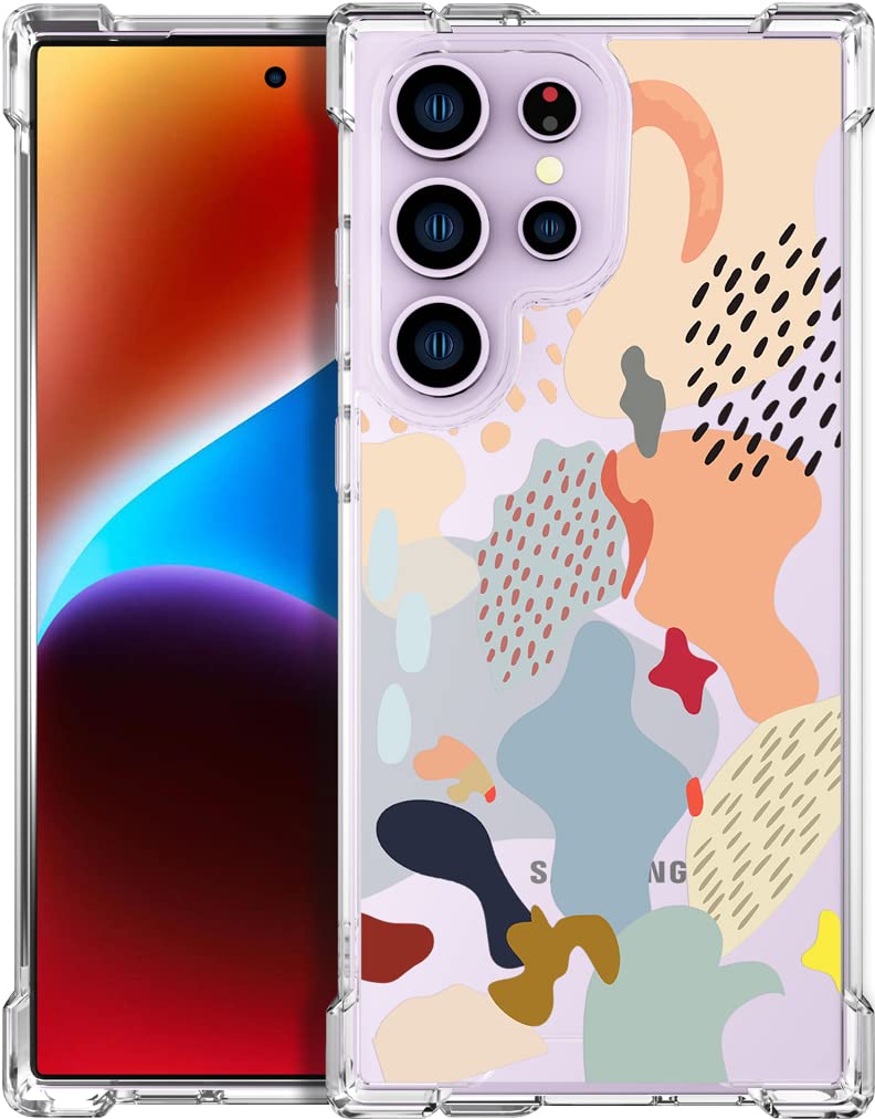 Endiy Compatible With Samsung Galaxy S23 Ultra Case Cute Abstract Art For Women Girls Girly Designer Clear,Transparent Abstract 