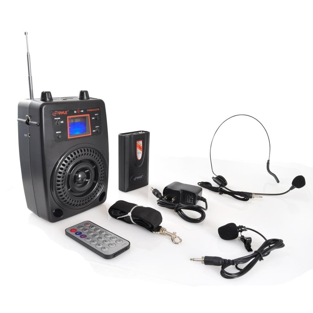 Pyle Portable Pa System, Wireless Microphone Kit, Compact Stereo System, Fm Radio, Lcd Display, Usb, Rechargeable Battery, Inclu