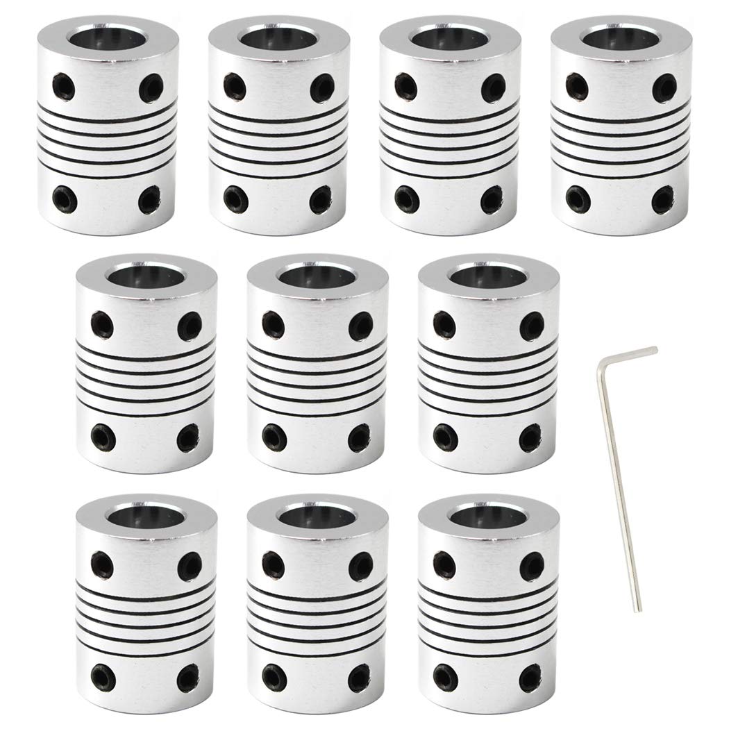 6Mm To 10Mm Flexible Shaft Coupling 25Mm Length Aluminium Alloy Flexible Coupling For 3D Printer And Cnc Machine Pack Of 10 (Wre