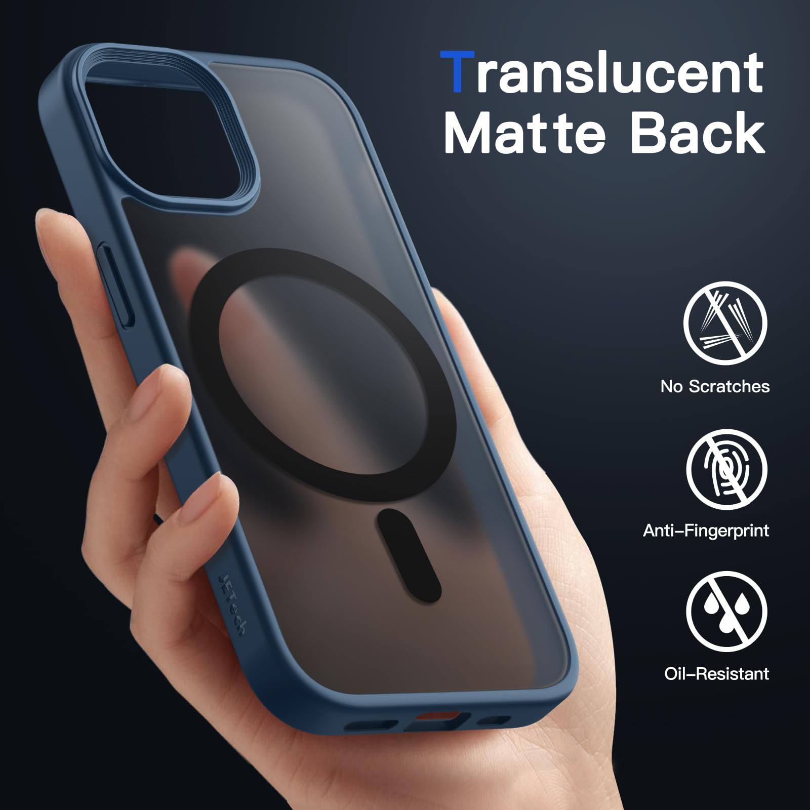 Jetech Magnetic Case For Iphone 14 Plus 6.7 Inch Compatible With Magsafe, Translucent Matte Back Slim Shockproof Phone Cover (St