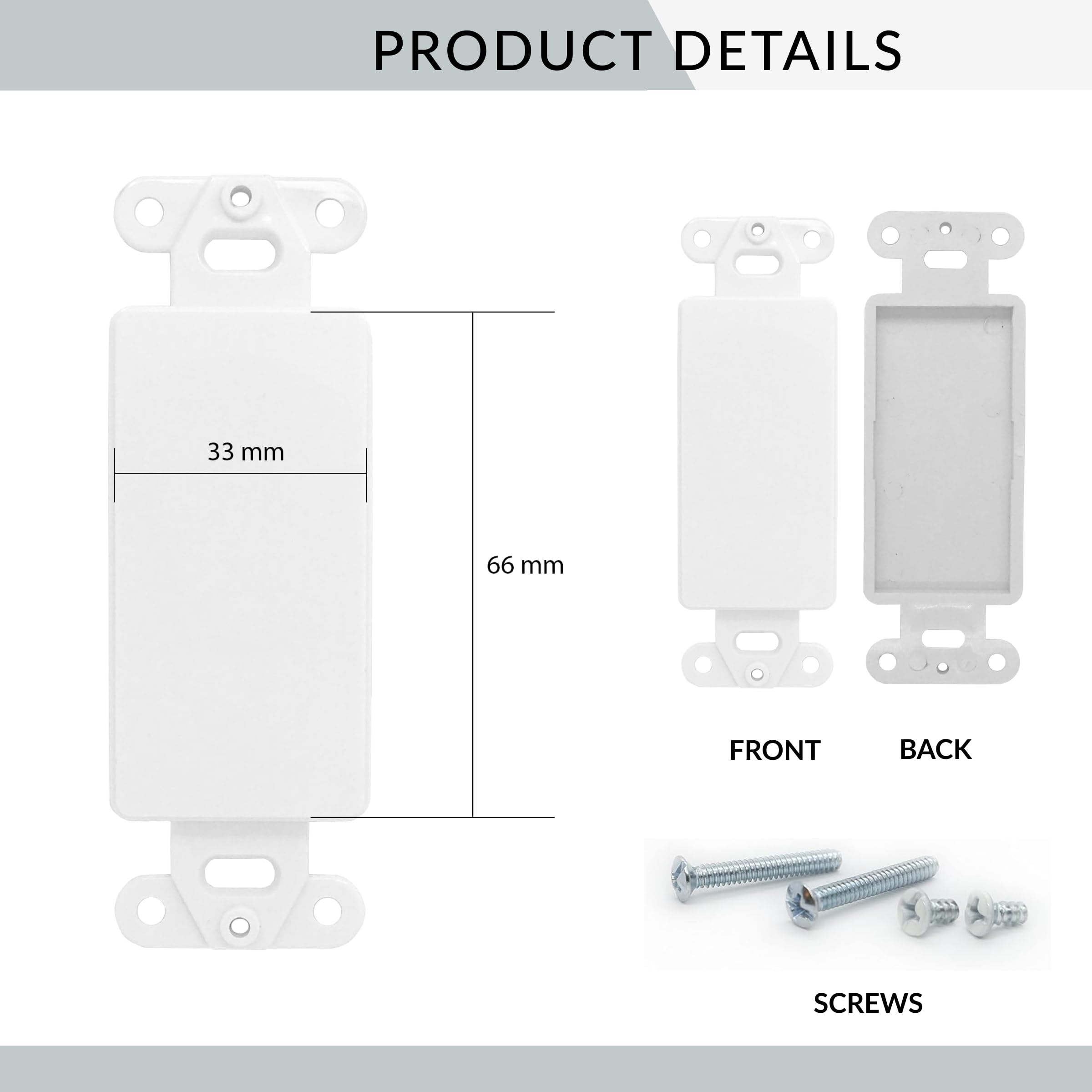 Quickport Decora Keystone Insert, 0 Blank Port, 5 Pack White 5Pk Dec Blank