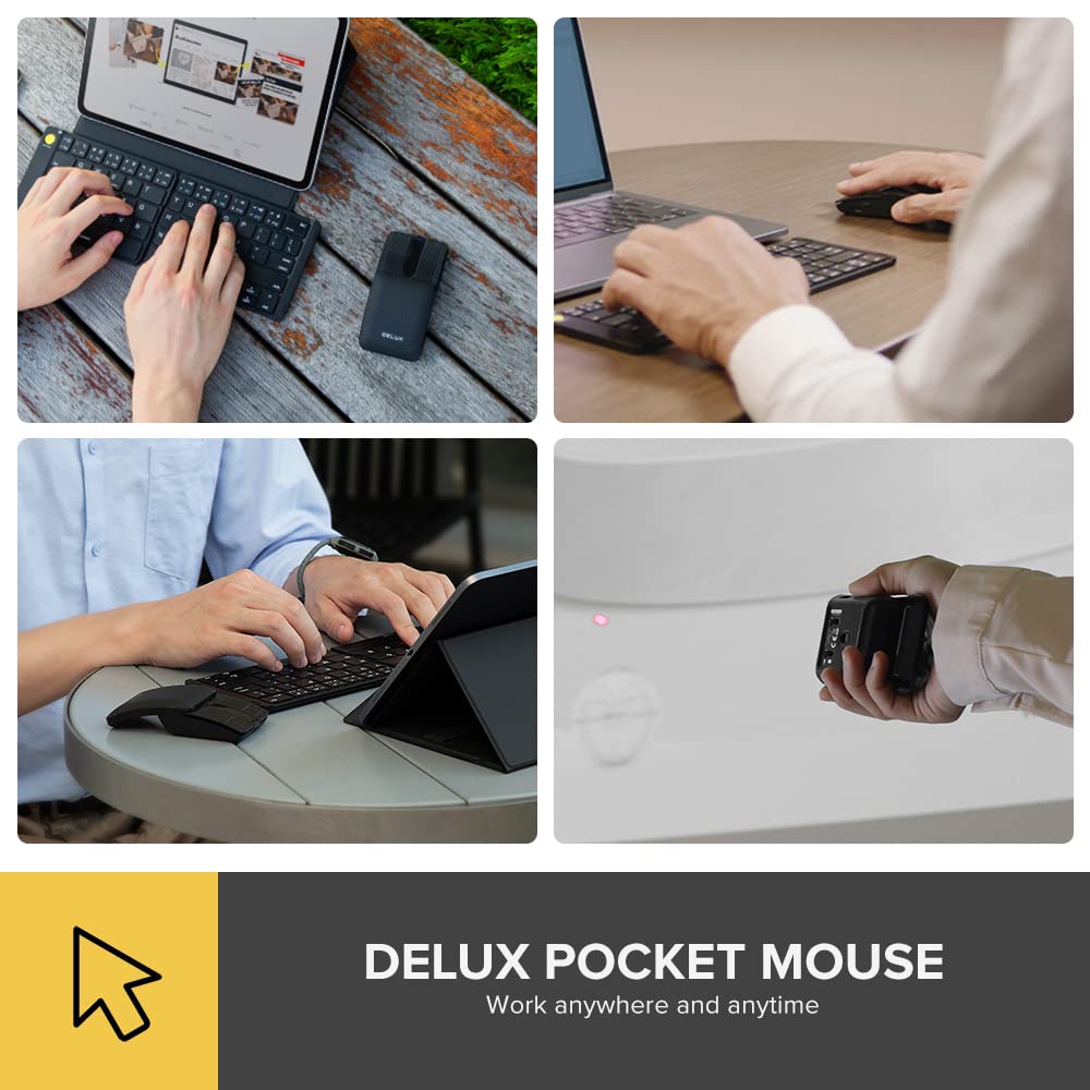 Delux Bluetooth Wireless Pocket Slim Mouse, 2 In 1 Sliding Touching Control Rechargeable Silent Mouse And Wireless Presenter Wit