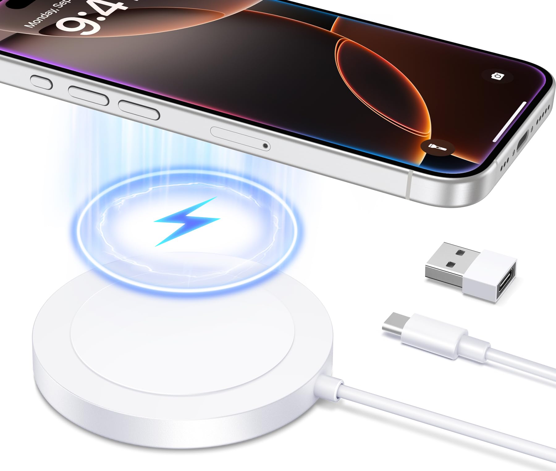 Bohuma Magnetic Wireless Iphone Charger: Mag Safe Charging Pad Compatible With Iphone 16 15 Pro Max Plus 14 Pro Max Plus 13 12 P