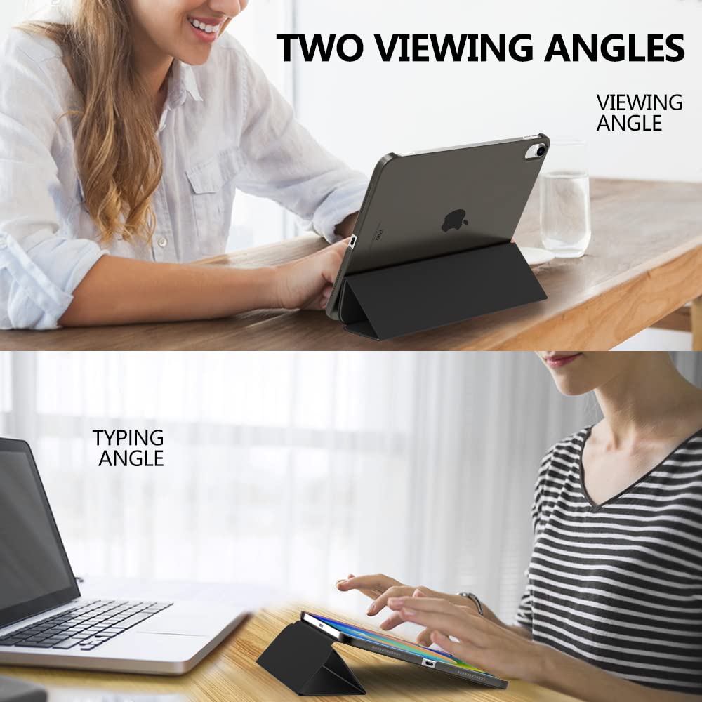 MoKo for iPad (A16) 11th Generation Case 11 Inch 2025, iPad 10th Generation Case 10.9 Inch 2022, Slim Stand Hard PC Translucent Back Shell Smart Cover, Support Touch ID, Auto Wake/Sleep, Black