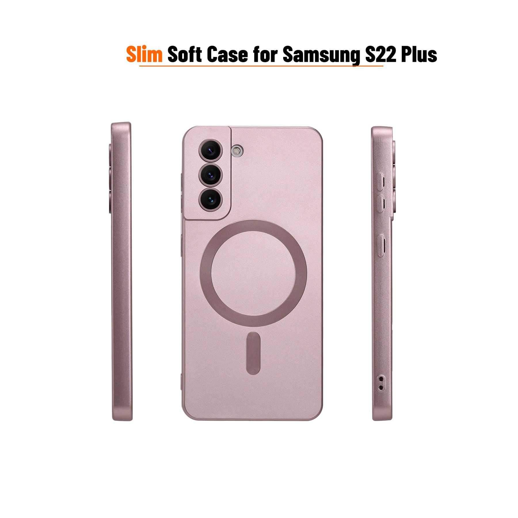 Yetagso Magnetic For Samsung Galaxy S22 Plus Case,Soft Silicone Samsung S22 Plus Phone Case With Camera Protection,Slim Fit Anti