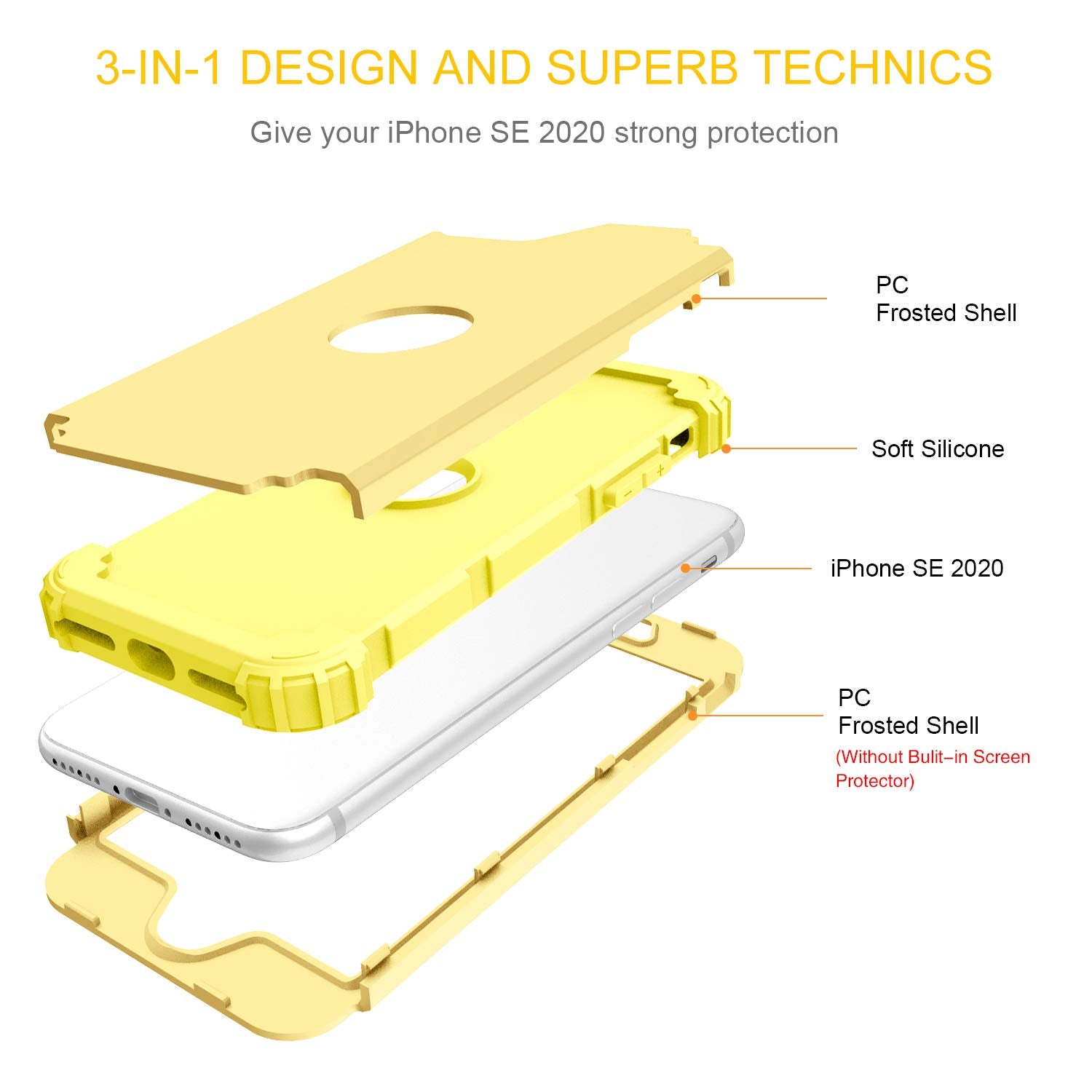 Bentoben For Iphone Se 2022 Case And Iphone Se 2020 Phone Case, Heavy Duty Full Body Rugged Shockproof Hybrid Hard Plastic Soft