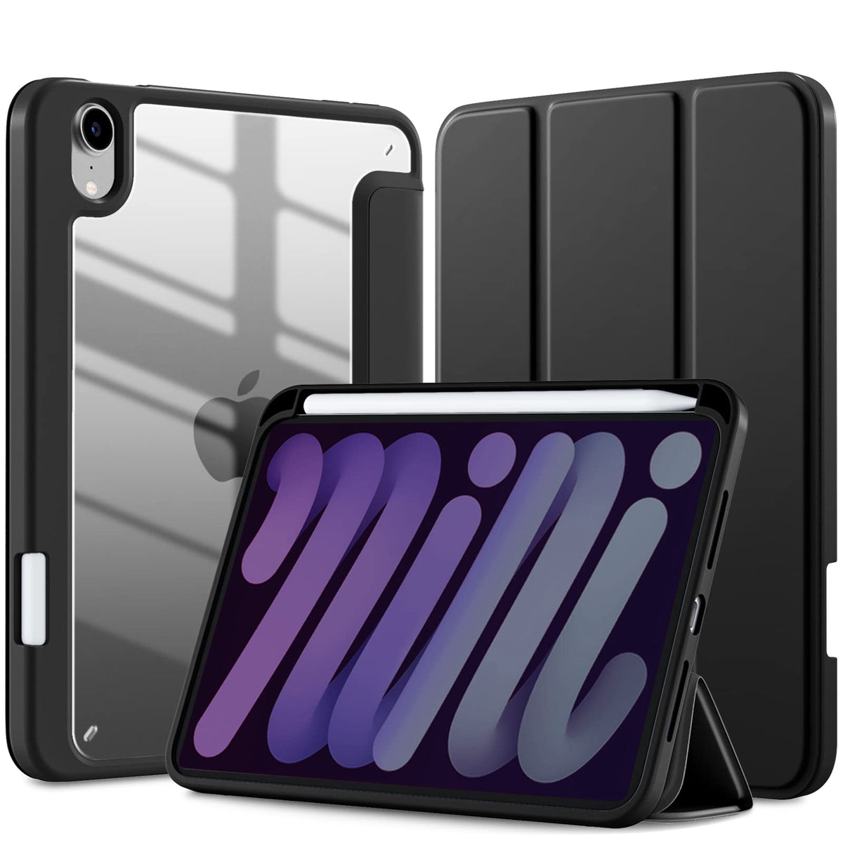 Mastten Case For Ipad Mini 6 Case/For Ipad Mini 6Th Generation Case 2021 8.3 Inch With Pencil Holder, Hybrid Slim Clear Back She