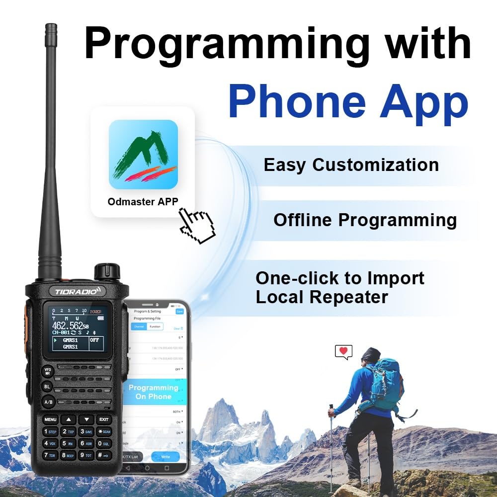 (2Nd Gen) Tidradio Td H8 Gmrs Radio 2 Way Radio,App Programmable,Gmrs Repeater Capable,Long Range Walkie Talkies With Rechargeab