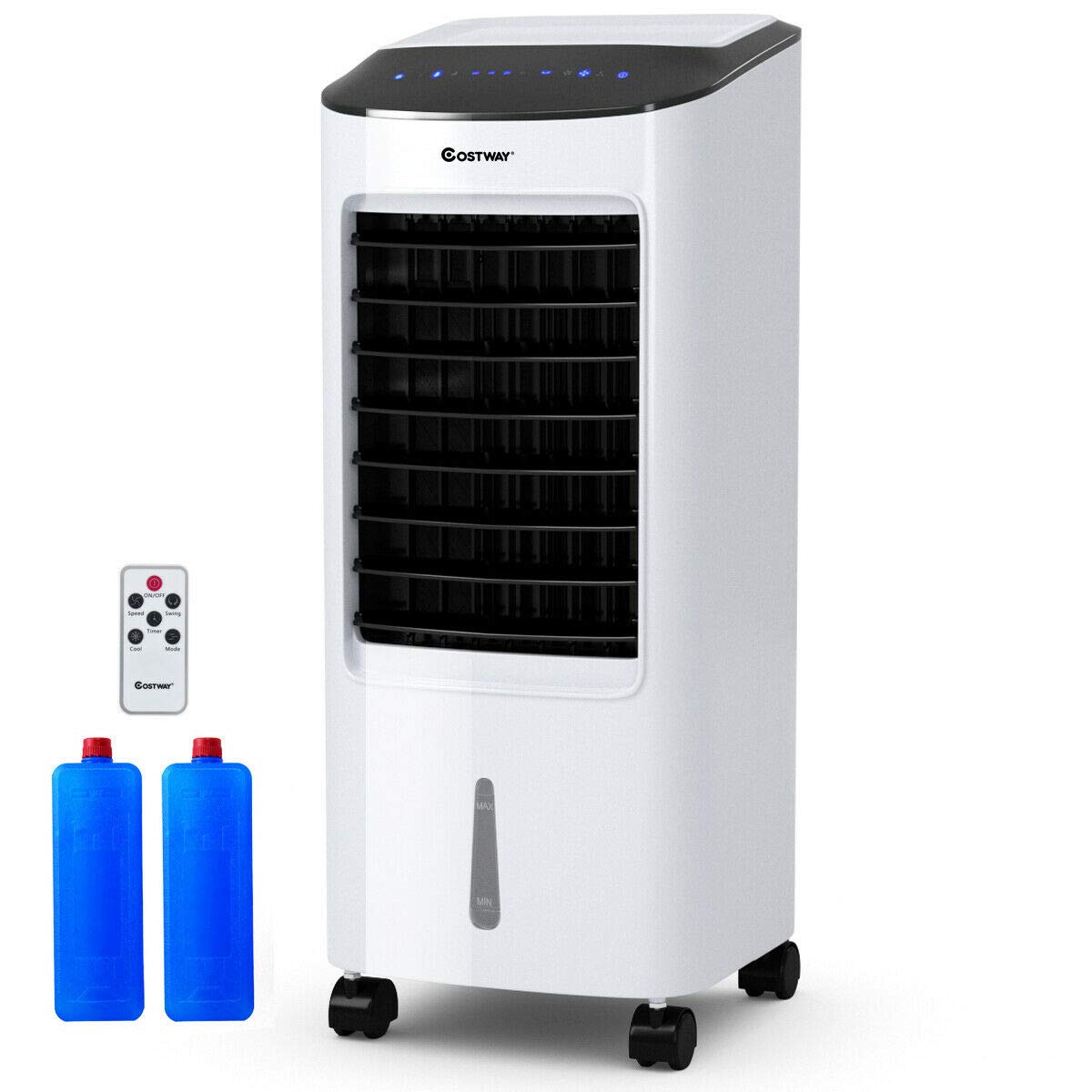 Costway Evaporative Cooler, Portable Air Cooler With Led Display, Remote Control, 7.5 Hour Timing Function, For Home & Office, C
