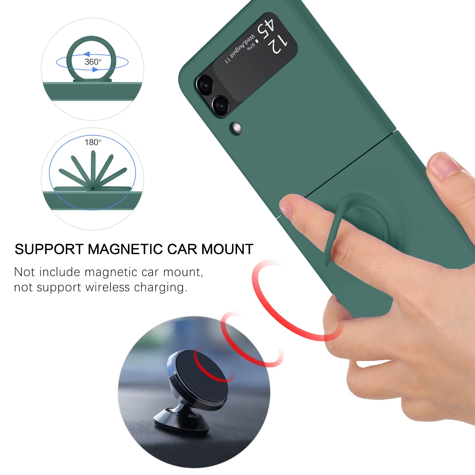 Gaobao For Samsung Galaxy Z Flip 3 Case, Phone Case Samsung Z Flip3 5G, Slim Silicone Soft Gel Rubber Bumper Shockproof Anti Scr