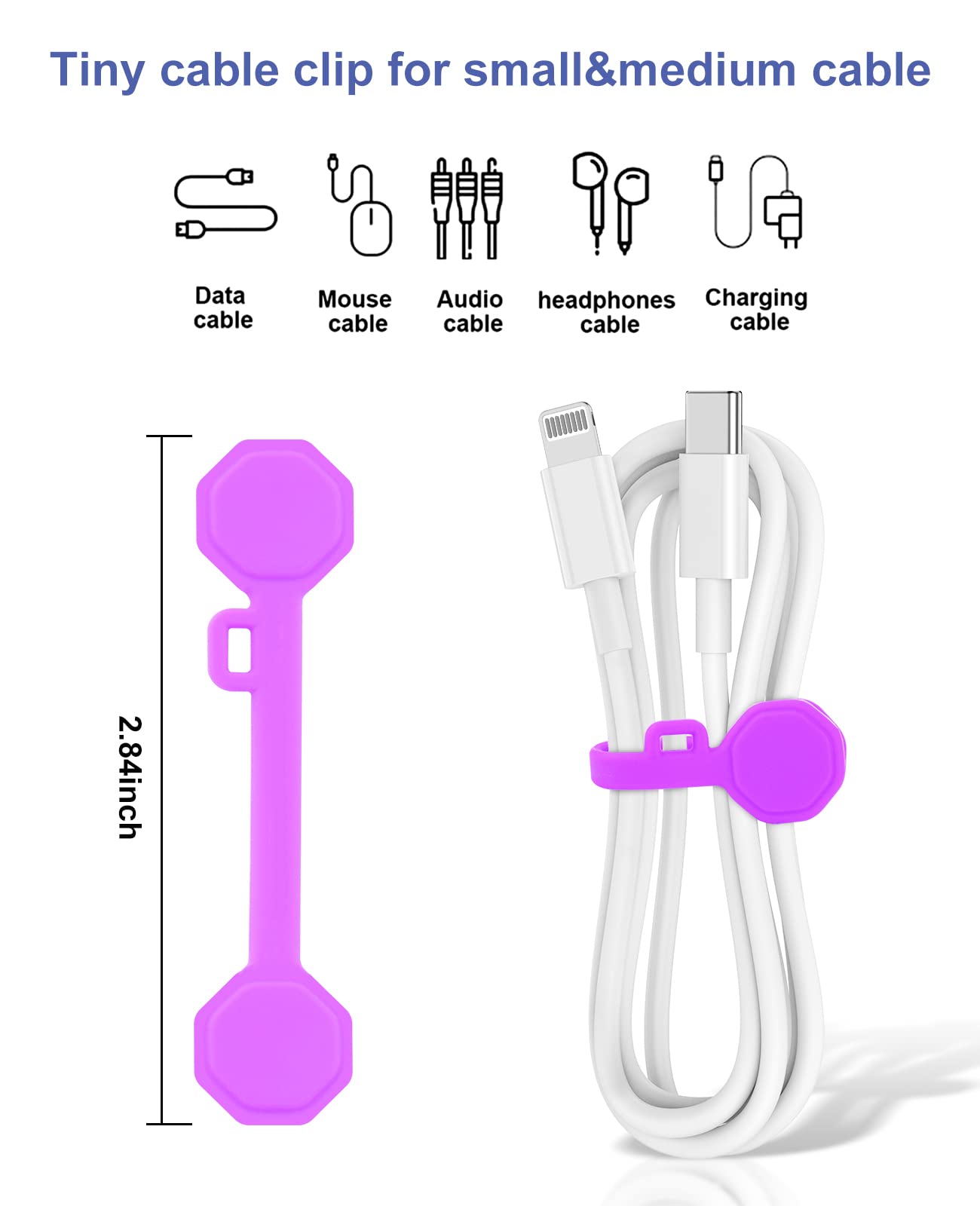 8Pcs Silicone Magnetic Cable Ties & Clips, Cord Organizer [1S] Management Reusable Magnet Cable Organizer, Phone Cord Holder For
