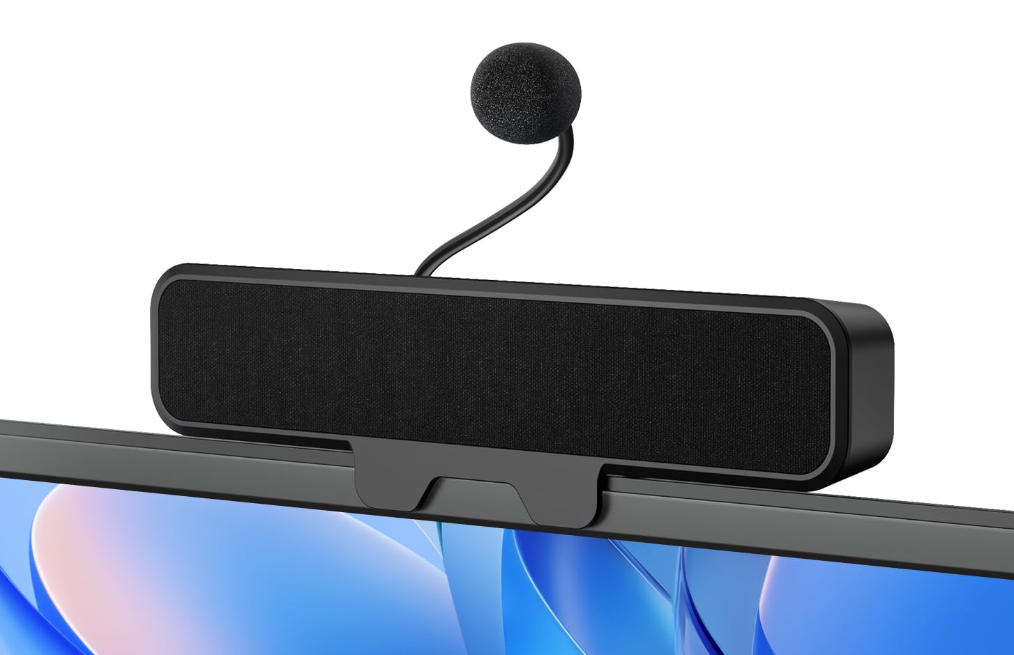 Plyee Computer Speakers with Detachable Microphone, ClipOn Monitor Design