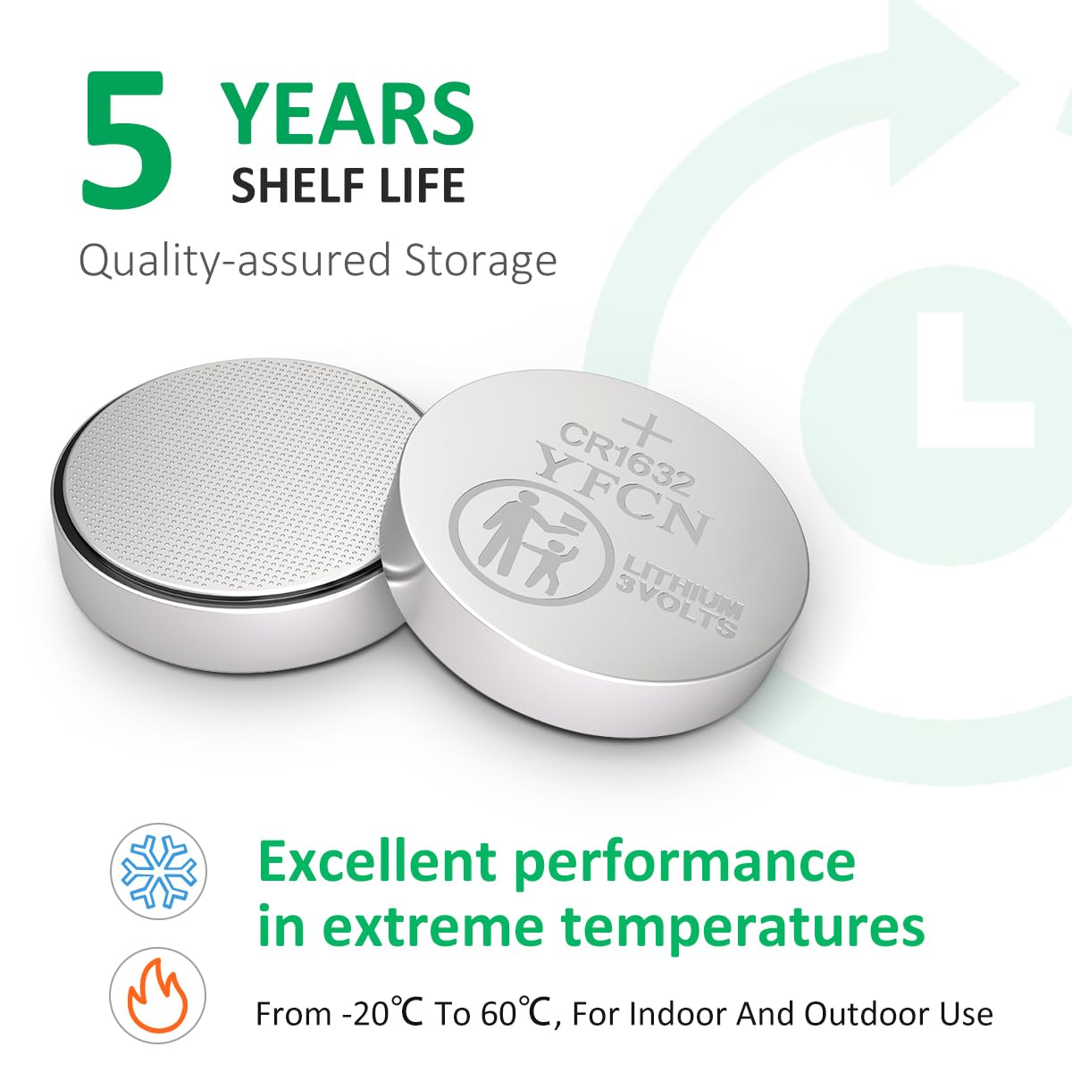 Yfcn Cr1632 Battery 3V Lithium Battery 10 Count Pack Cr1632 Batteries For Car Key Fob, Keyless Remote, Sensors - Cr 1632 Coin Ce