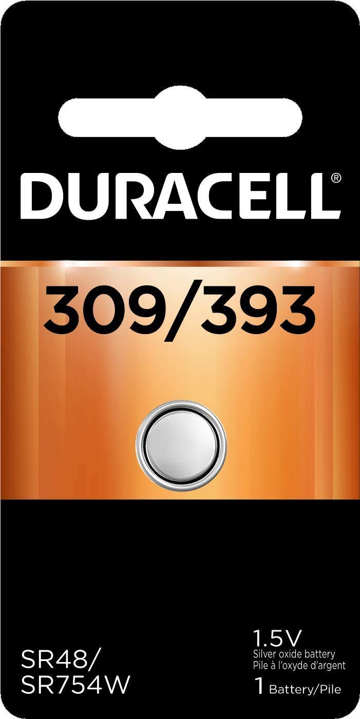 Duracell - 309/393 1.5V Silver Oxide Button Battery - long-lasting battery (Pack of 36)