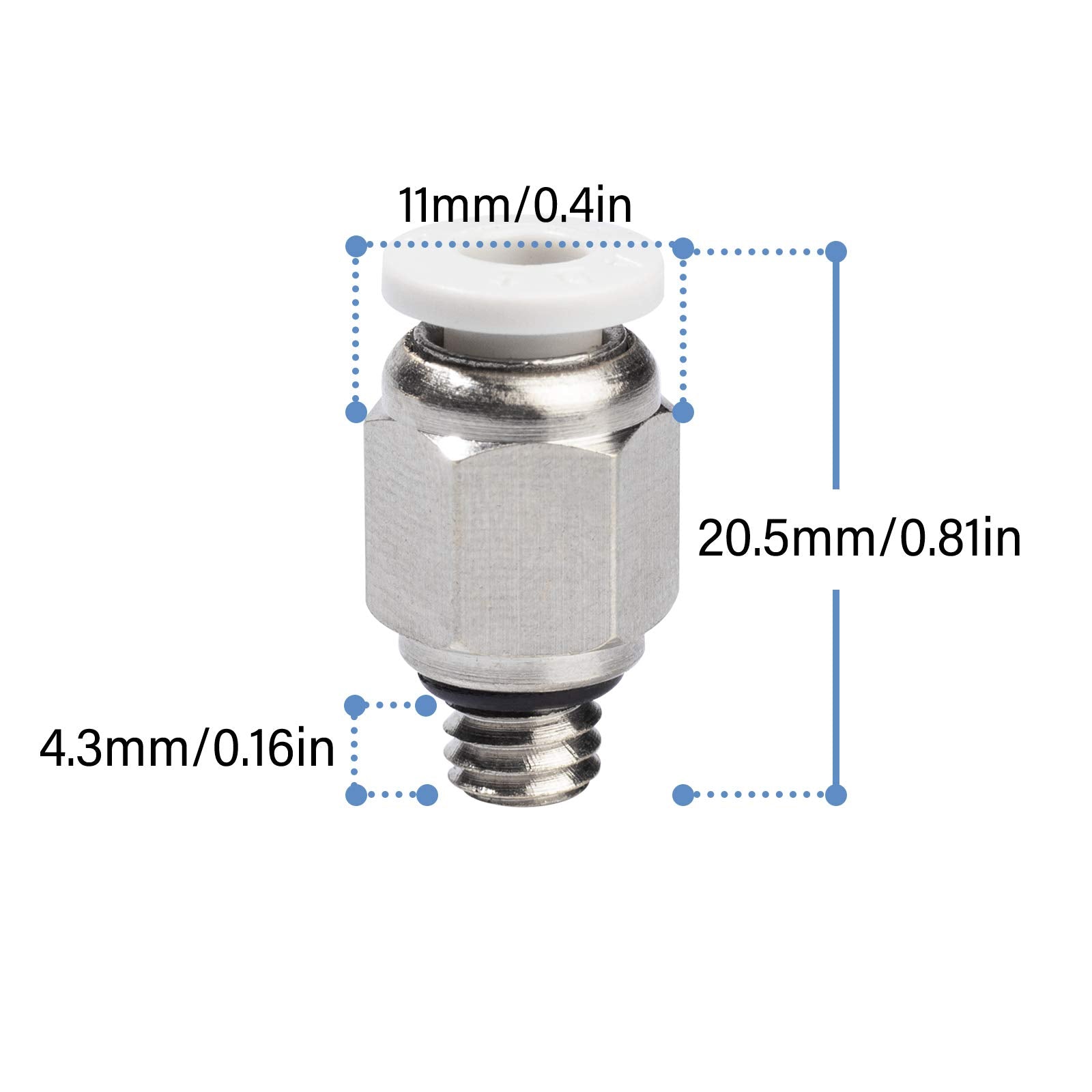 Unitak3D Bowden Tube Connectors Pc4 M6 Bowden Extruder Couplers For Ender V2 Ender 3 Pro Cr10 I3 Mega Chiron Series 3D Printers(