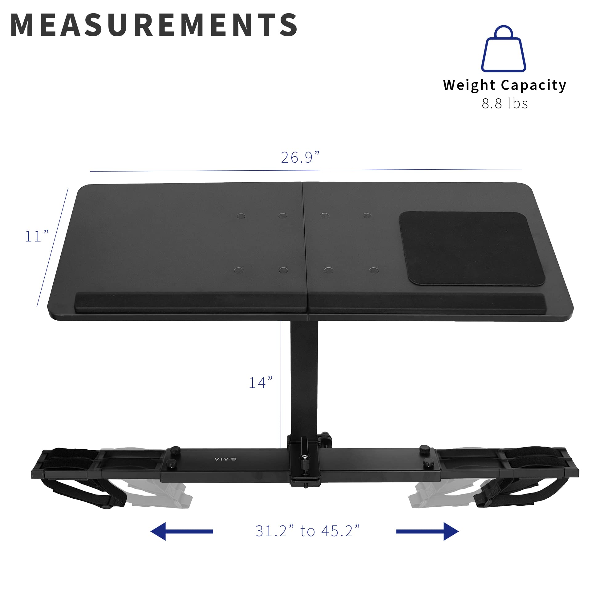 Vivo Universal Wooden Laptop Treadmill Desk, Adjustable Ergonomic Notebook Mount Stand For Treadmills, Includes Mouse Pad And Wr