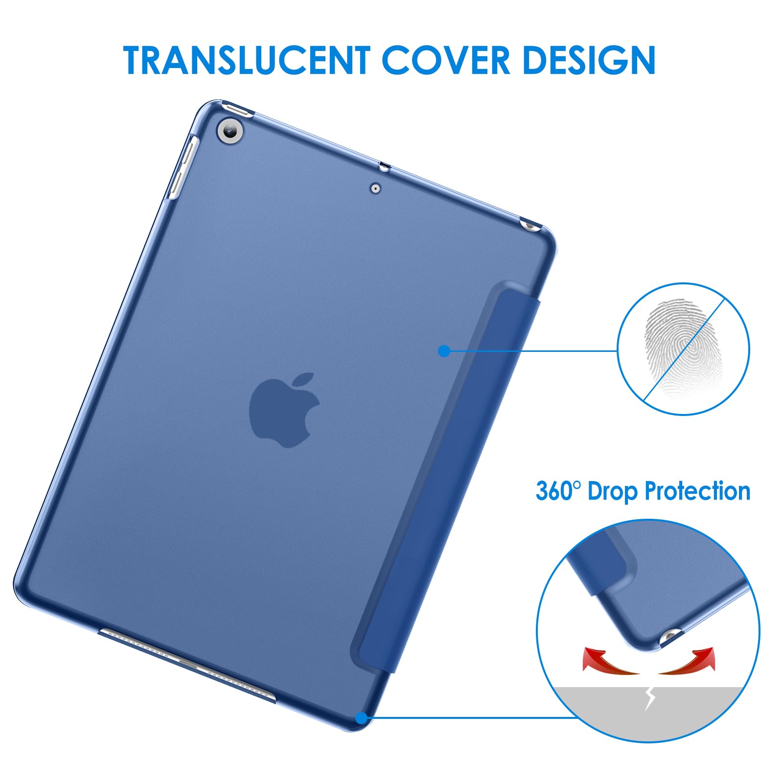 Jetech Case For Ipad 10.2-Inch (2021/2020/2019 Model, 9/8/7 Generation), Auto Wake/Sleep Cover (Navy)