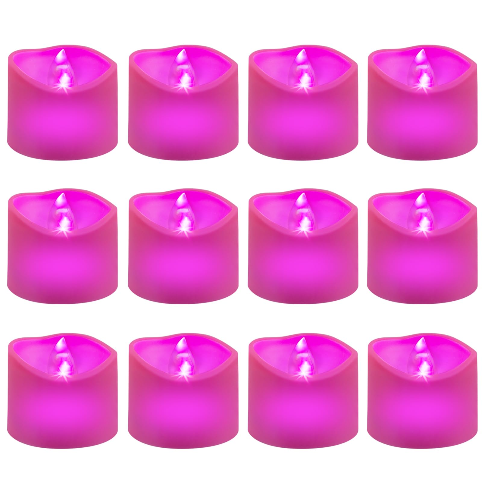 Windshell Pink Flickering Flame LED Tealight Candles with Auto 6H Timer (No Remote), Battery Operated Flameless Tea Lights, for 