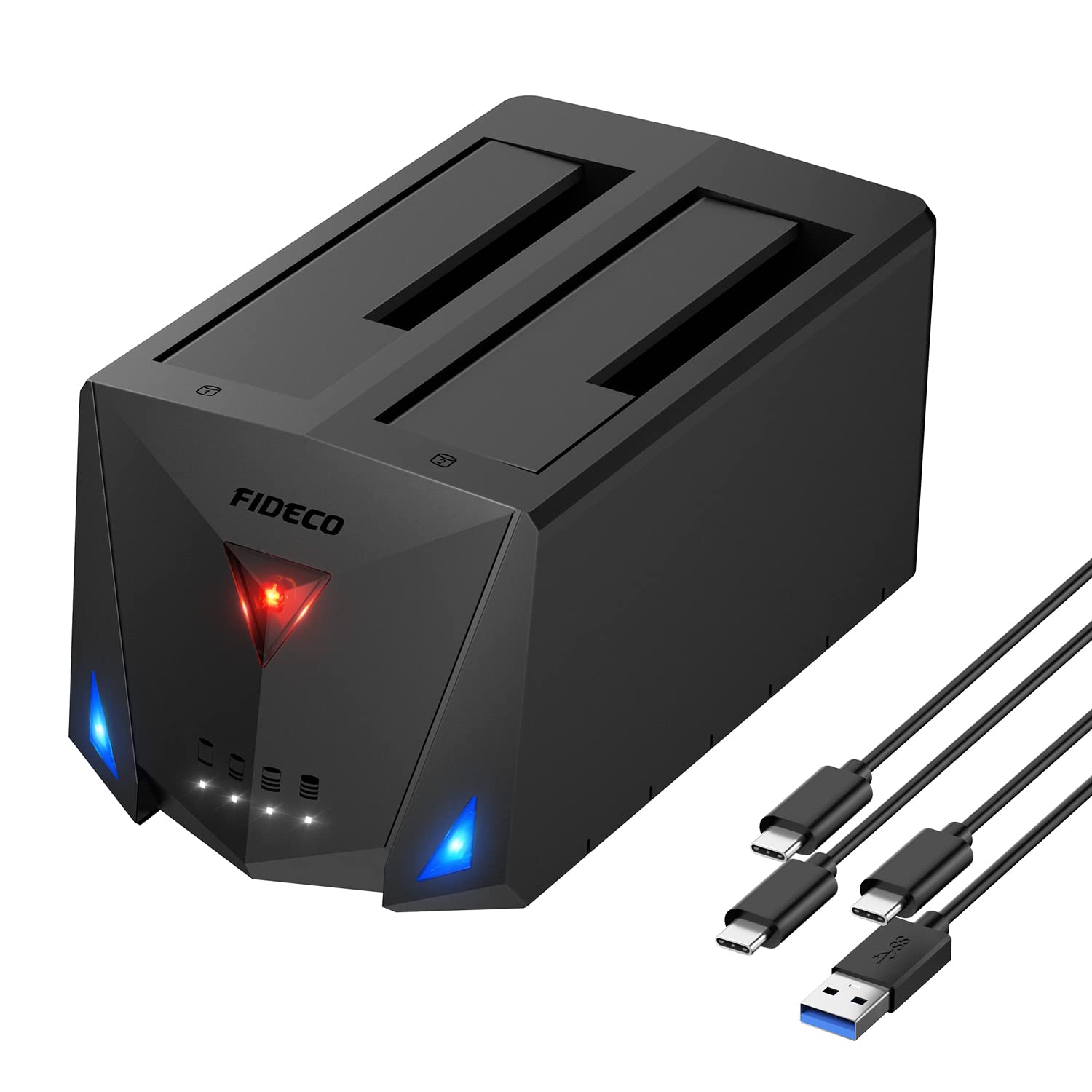 Fideco Dual Bay Type C Usb 3.2 Gen 1 Hard Drive Docking Station, Metal, Universal Compatibility, Uasp, Offline Clone, Support 2.