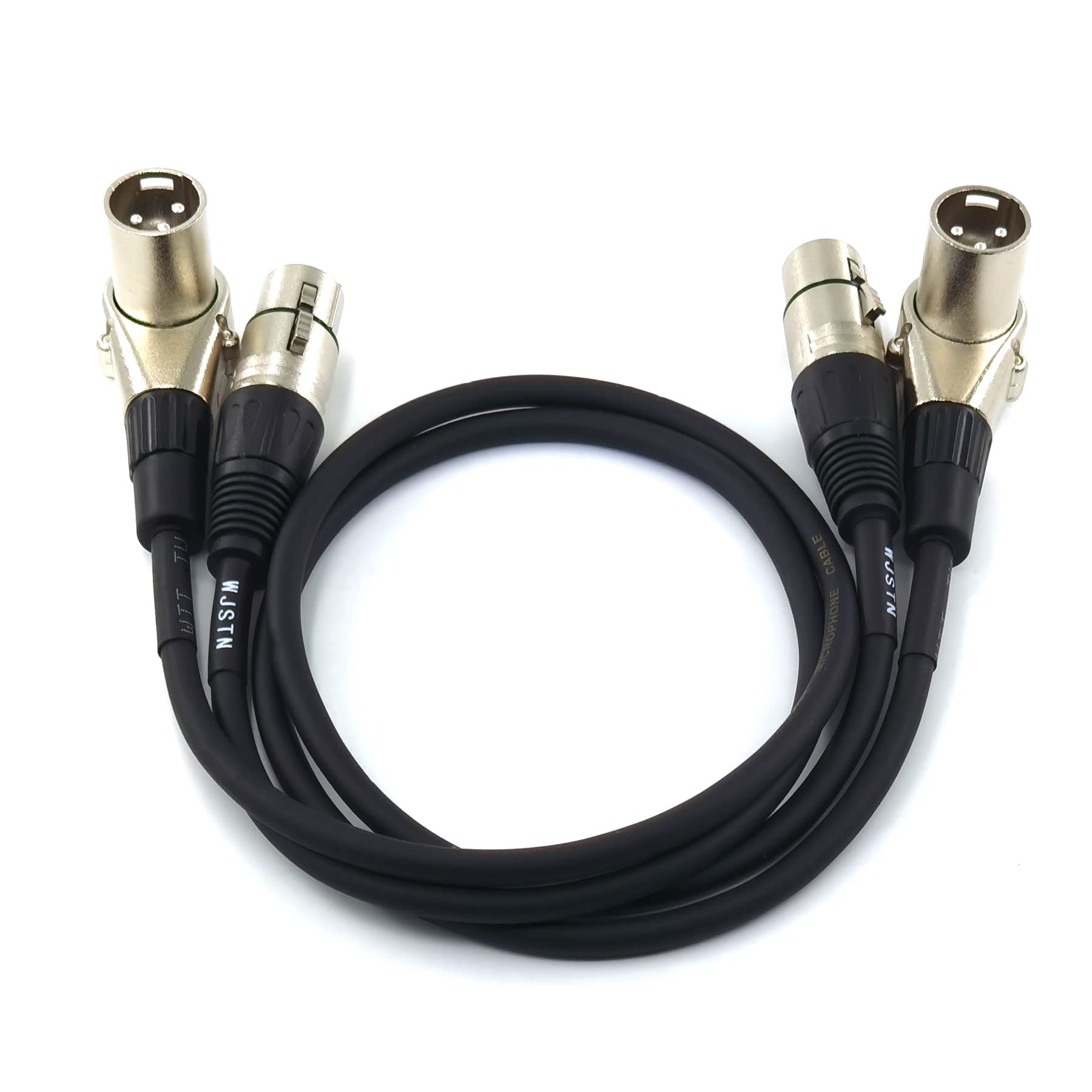 Wjstn 3 Pin Right Angle Male Xlr To Straight Female Xlr Plug Cable, Right Angle Xlr Adapter 2Ft/2 Pack