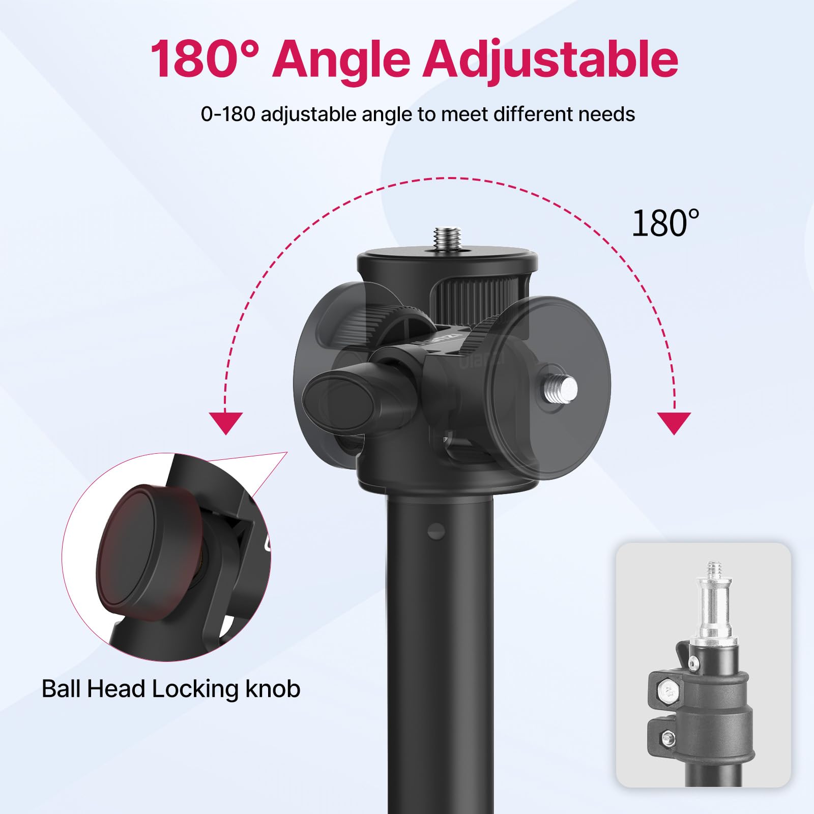 Vijim Mt 79 Extendable Photography Light Stand, 81'' Portable Adjustable Light Tripod With 1/4'' Screw, 360 Ball Head Camera Pho