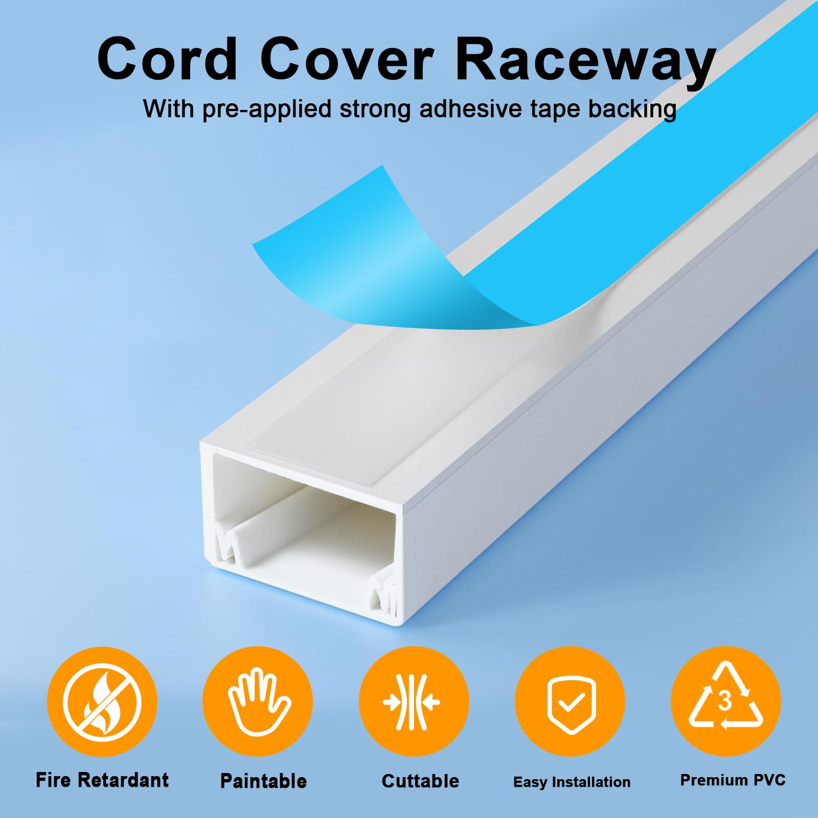 Cord Hider, Razcc 315 Inch Cable Cover Raceway Kit For Cable Management, Wire Covers For Cords, Cord Covers For Wires On Wall, S