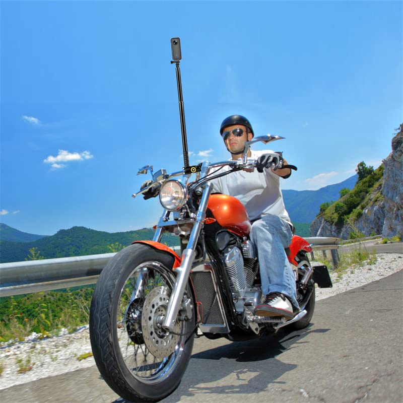 Kalofaye Motorcycle Bicycle Selfie Stick, Third Person Perspective Handlebar Mount Camera Bracket For Ride Tracking Shooting For