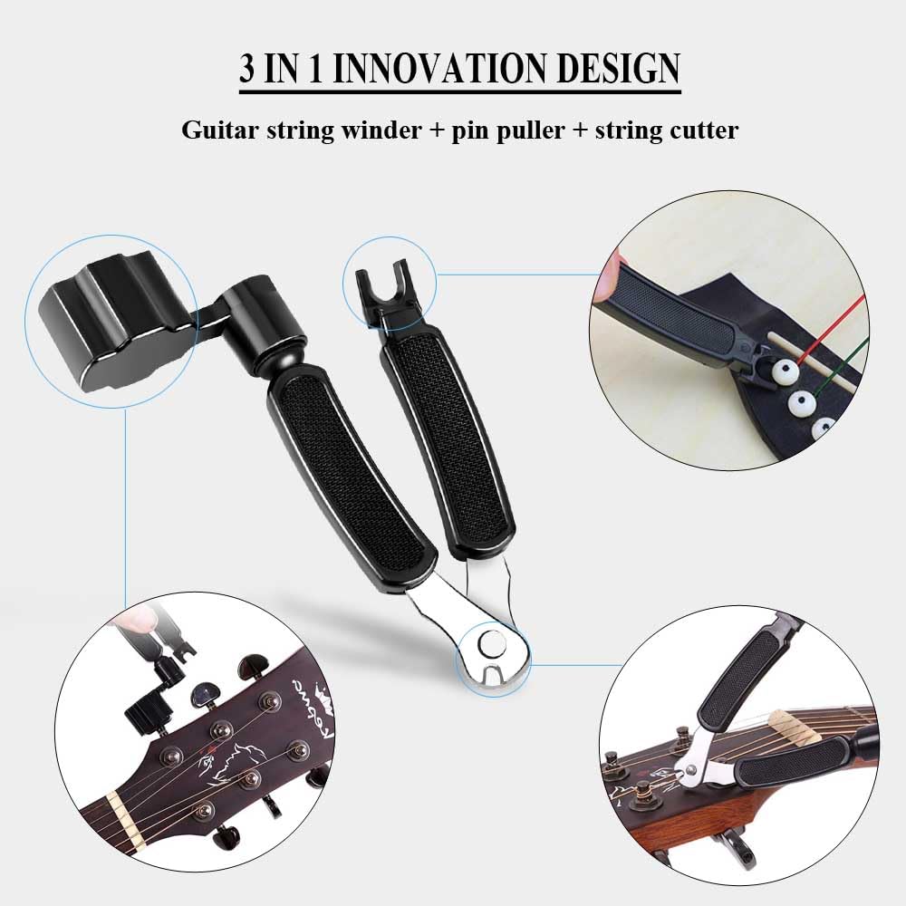 Guitar String Winder Cutter Pin Puller   3 In 1 Multifunctional Guitar Maintenance Tool/String Peg Winder + String Cutter + Pin