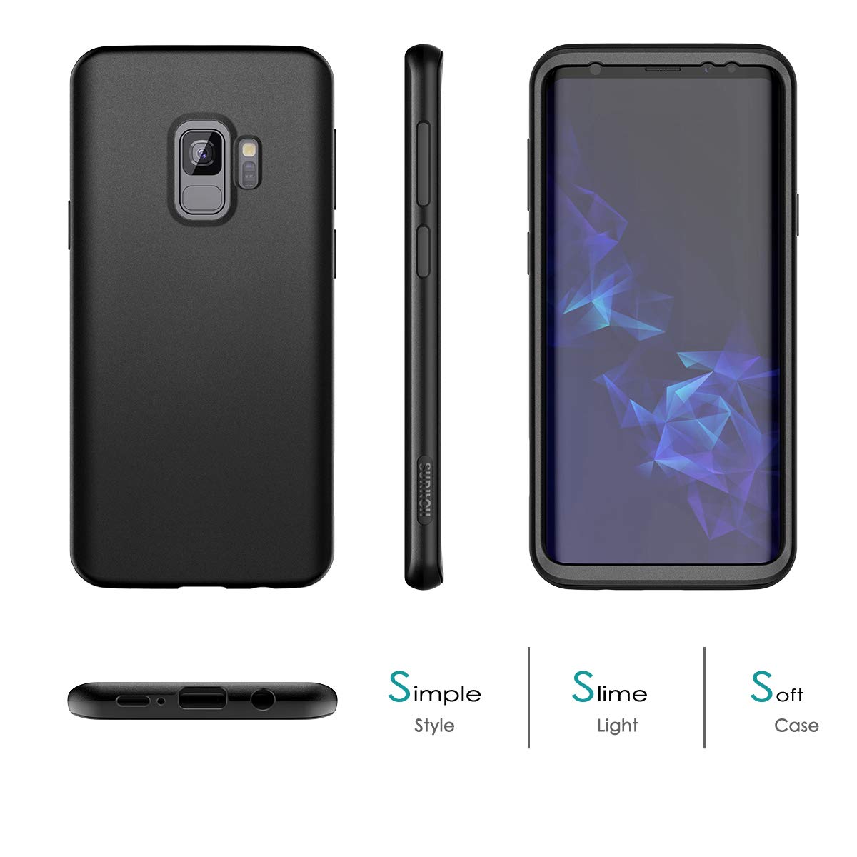 Suritch Case For Samsung Galaxy S9,?Built In Screen Protector??Support Wireless Charging? Rugged Back Cover Hybrid Bumper 360 Pr