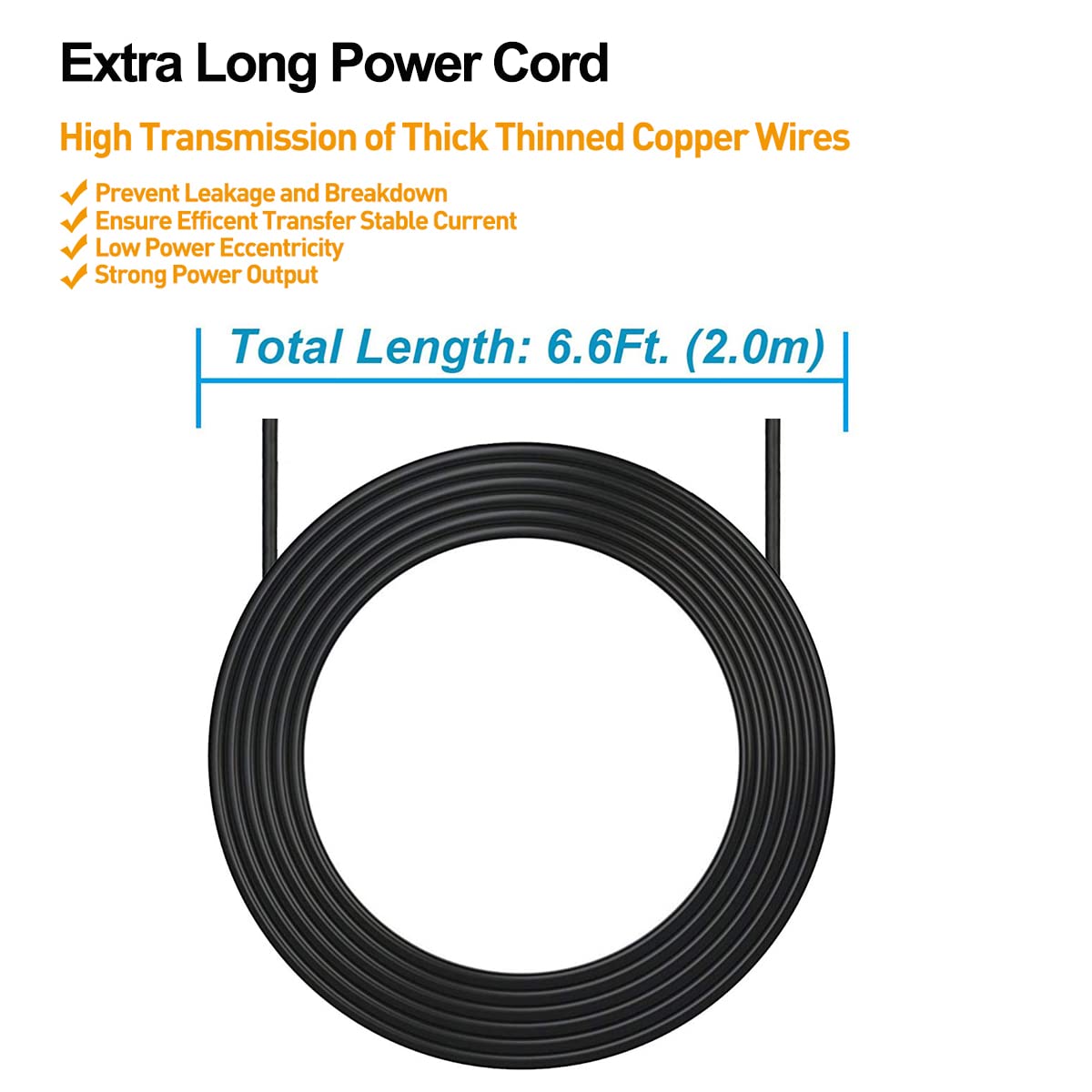 6V Power Adapter Cord For Nordictrack Act Elliptical, Extra Long 6.5 Ft Ac Adapter Supply A.C.T. Pro Audiostrider 600 800 900 U300 R400 E5.5 E5.7 E5Vi T7Si E7Sv Cx 920 Asr 630 700 Trainer Bike.