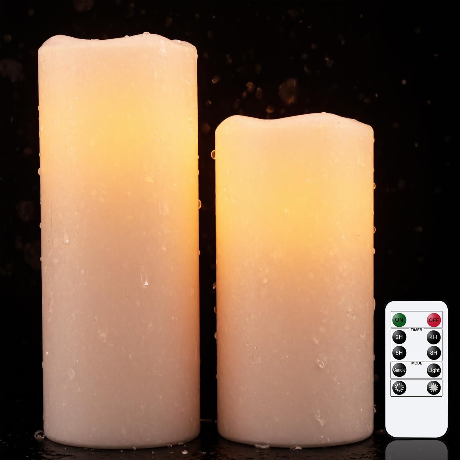 Wondise Waterproof Flameless Flickering Candles with Remote and Timer, Outdoor Waterproof Plastic LED Candels Battery Operated P