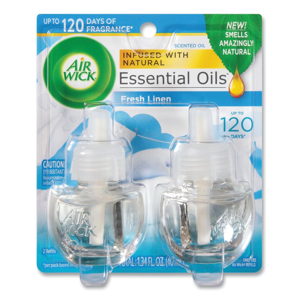 Air Wick Plug In Scented Oil Refill, 2 Ct, Fresh Linen, Air Freshener, Essential Oils