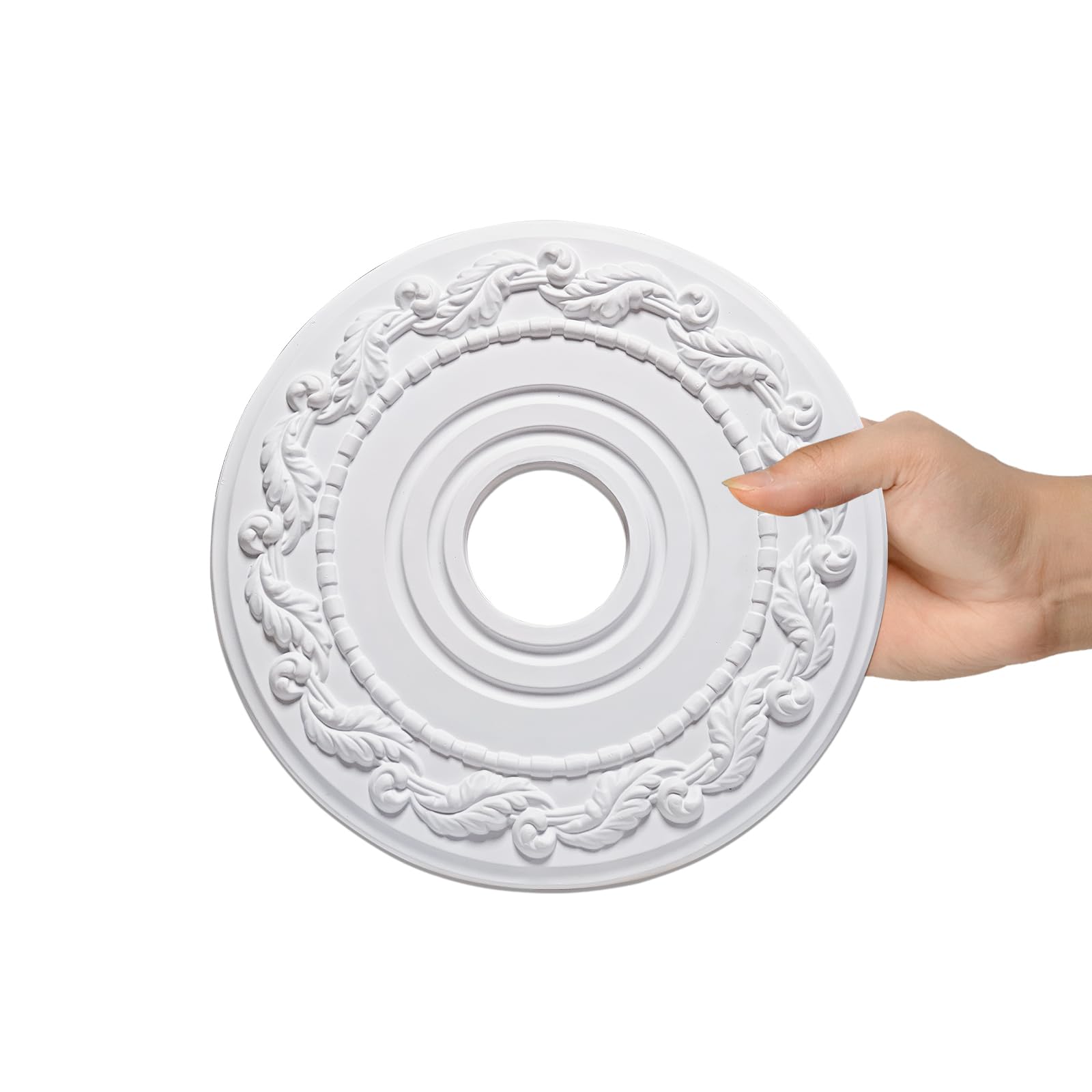 Eifhyt Molded Pu Ceiling Medallion For Light Fixtures And Ceiling Fans, 16''Od X 4''Id X 1 1/8''P (Fits Canopies Up To 9 3/4'')
