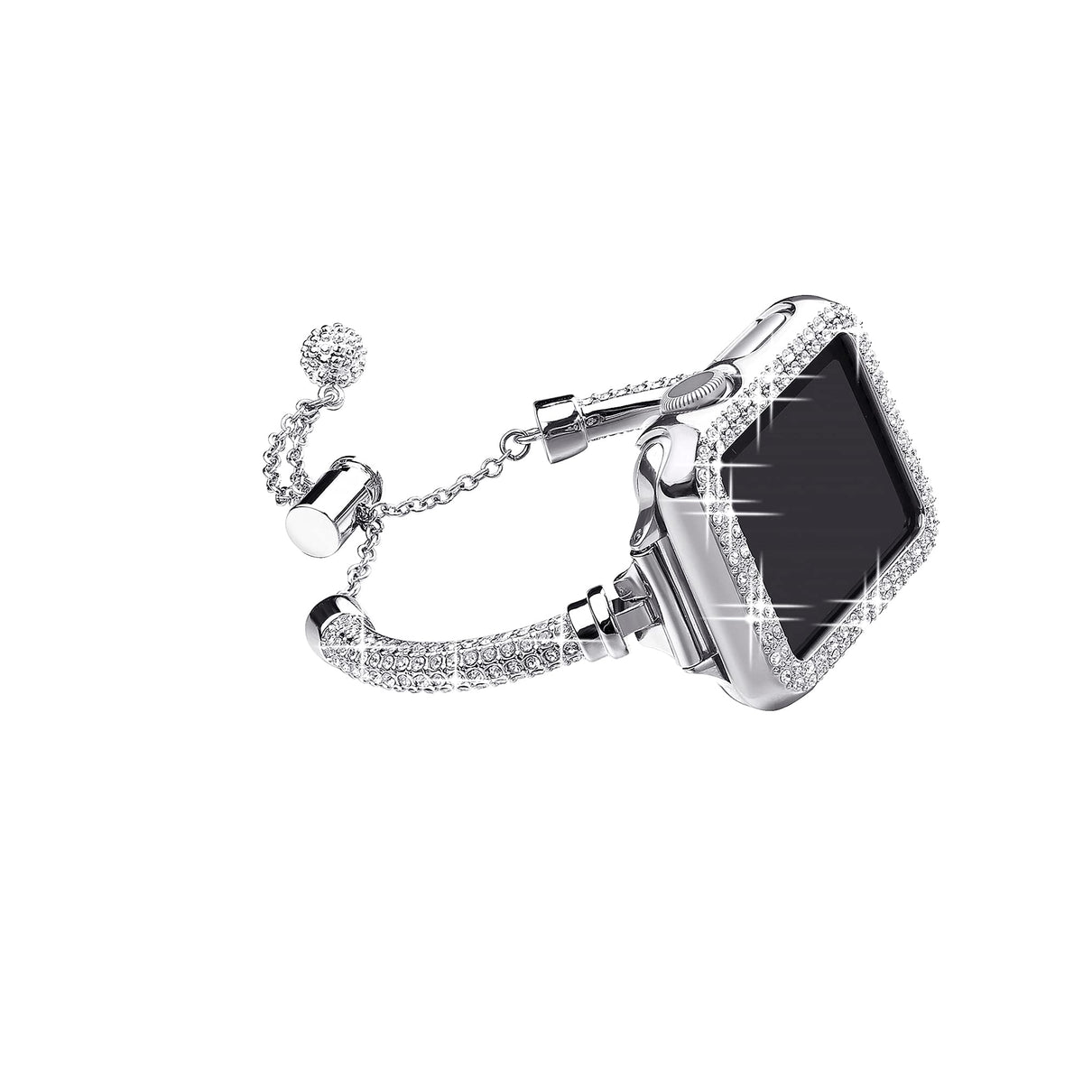 Secbolt Bling Band And Case Compatible With Apple Watch Bands 40Mm, Women Dressy Metal Bracelet With Rhinestone Bumper For Iwatc