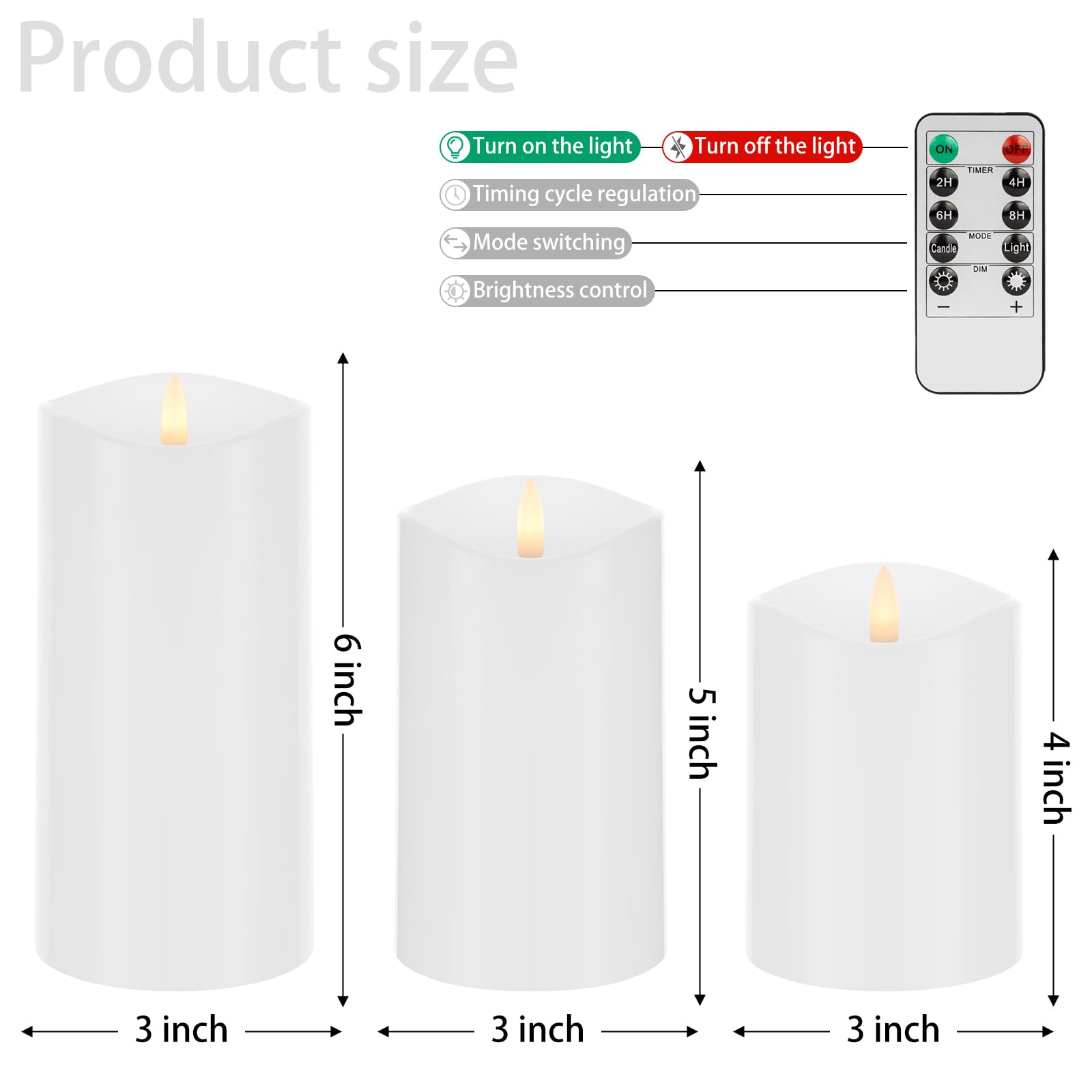 Flickering Flameless Candles With 3D Moving Flame, Battery Operated Candles With Timer, Real Wax Pillar Electric Led Candle For